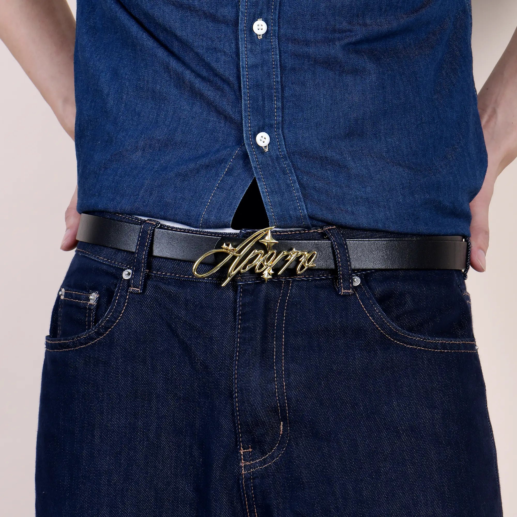 APORRO Holiday Script Gold Belt