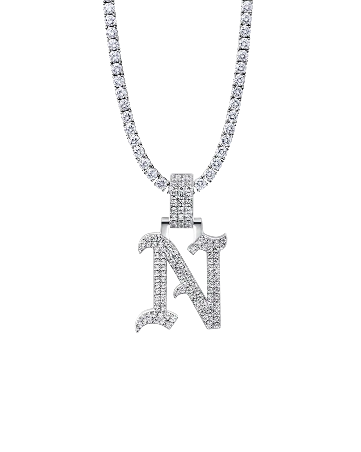 Custom Moissanite Old English Name Pendant