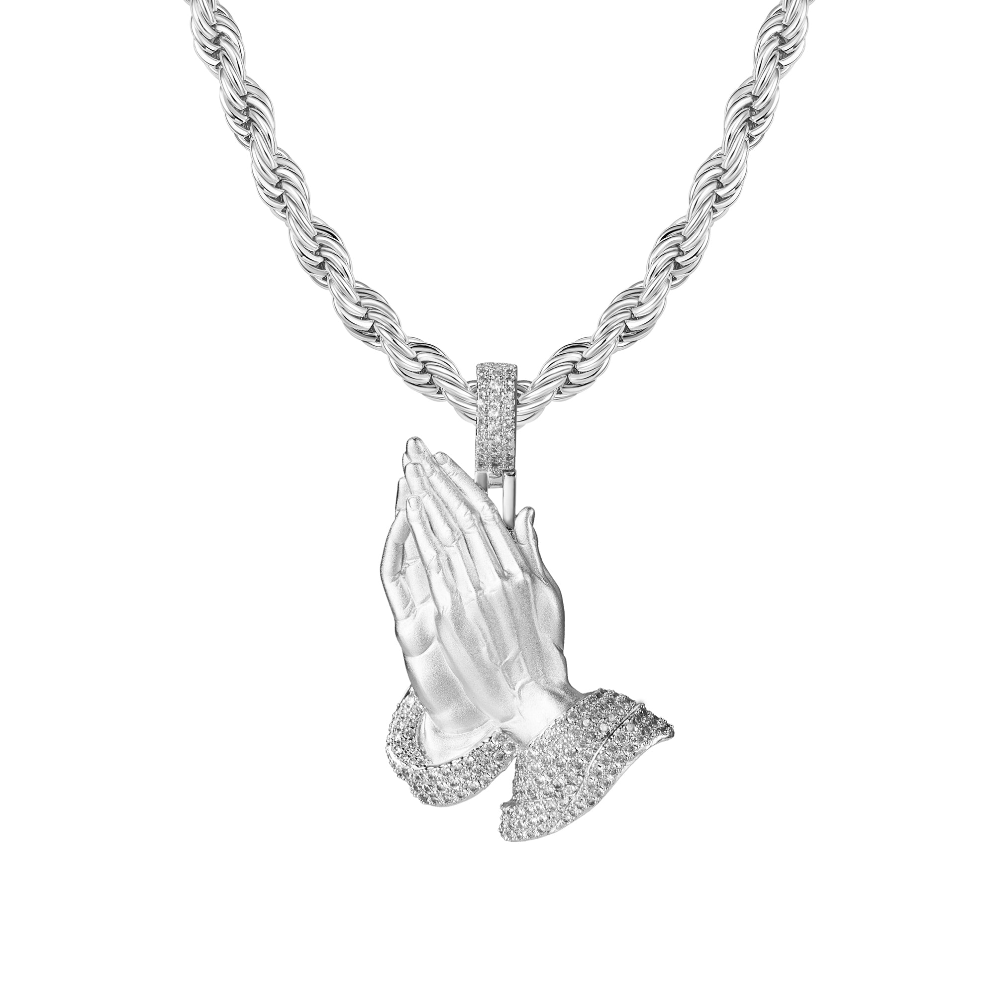 Moissanite Praying Hand Pendant