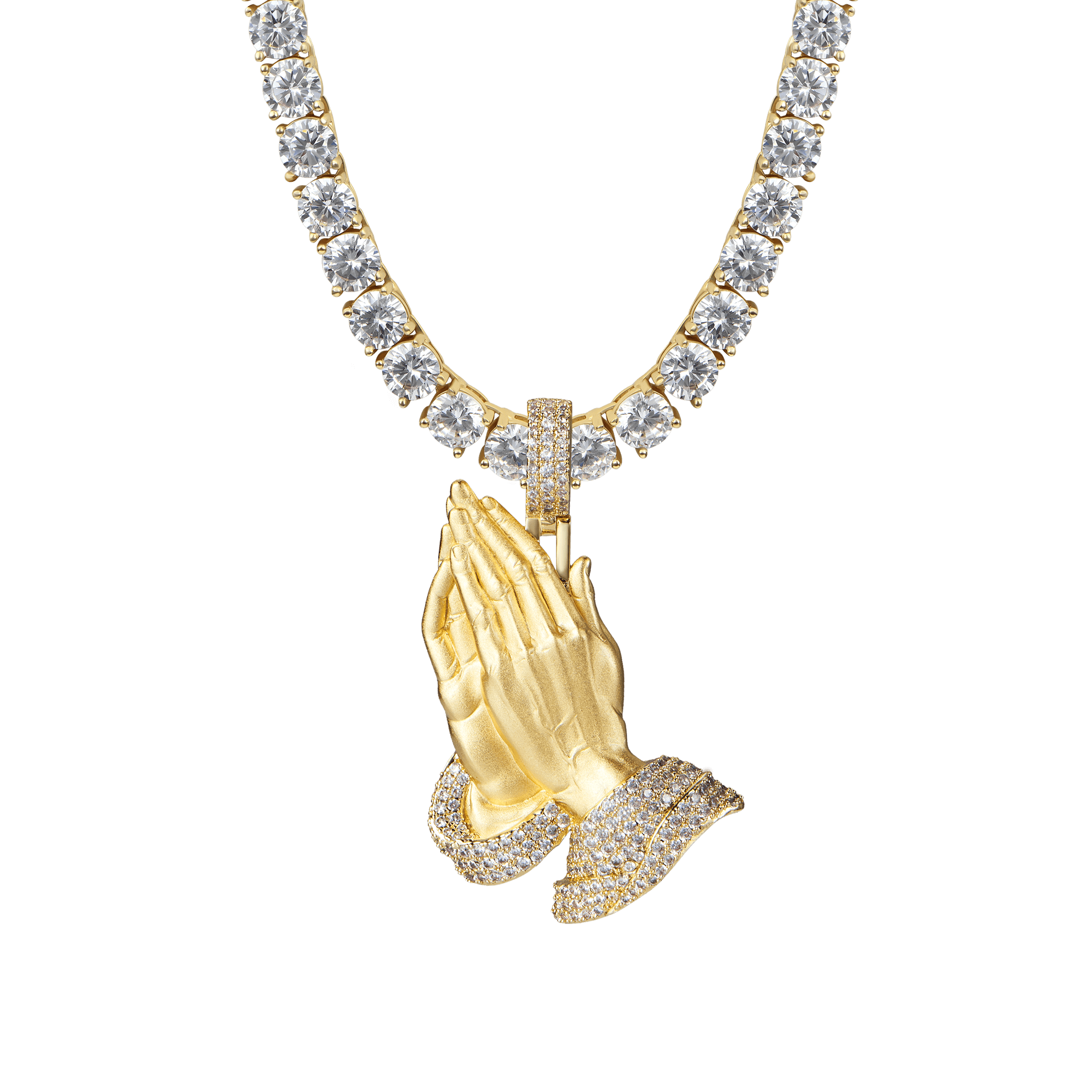 Moissanite Praying Hand Pendant