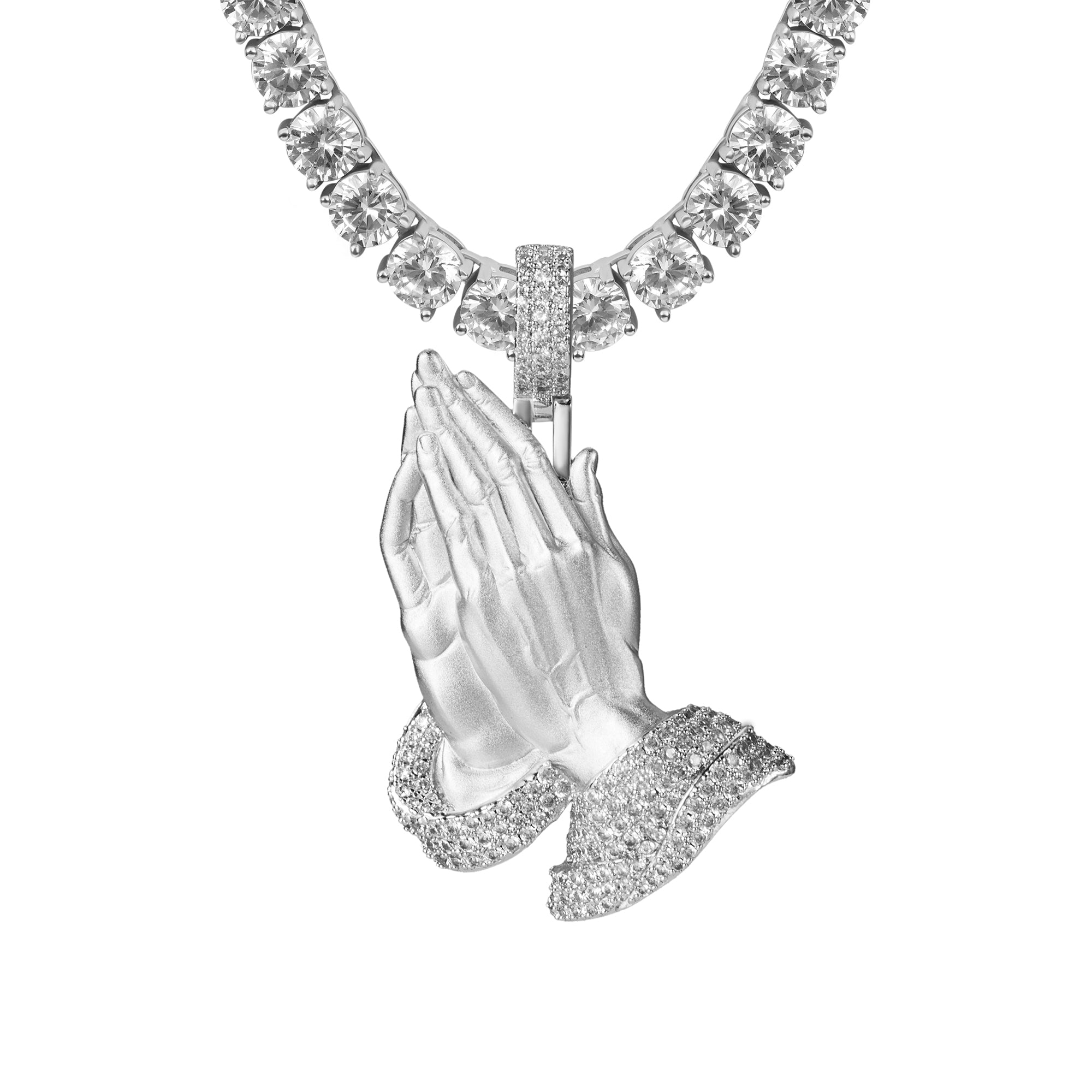 Moissanite Praying Hand Pendant