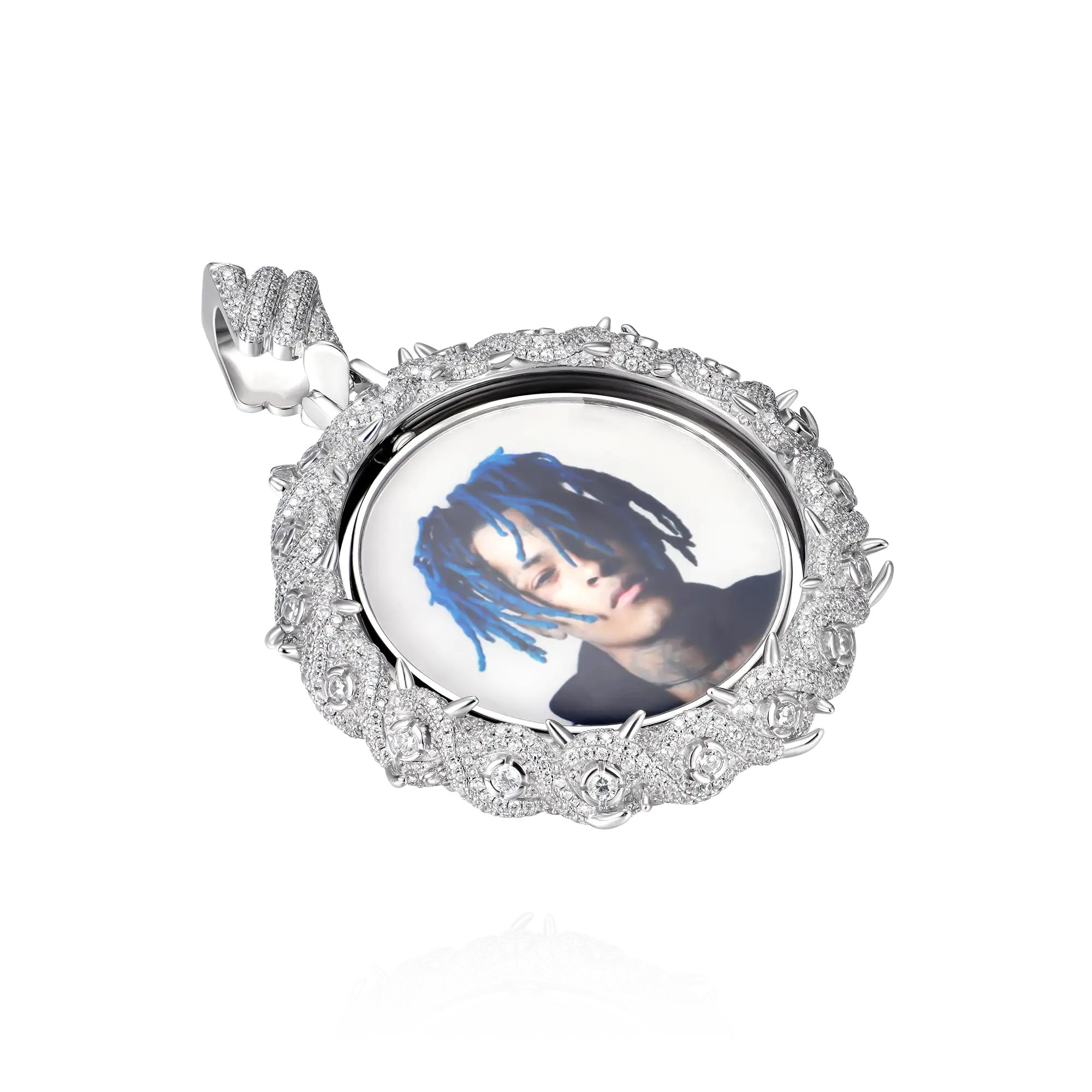 Custom Rotating Double Sided Moissanite Thorns Photo Pendant