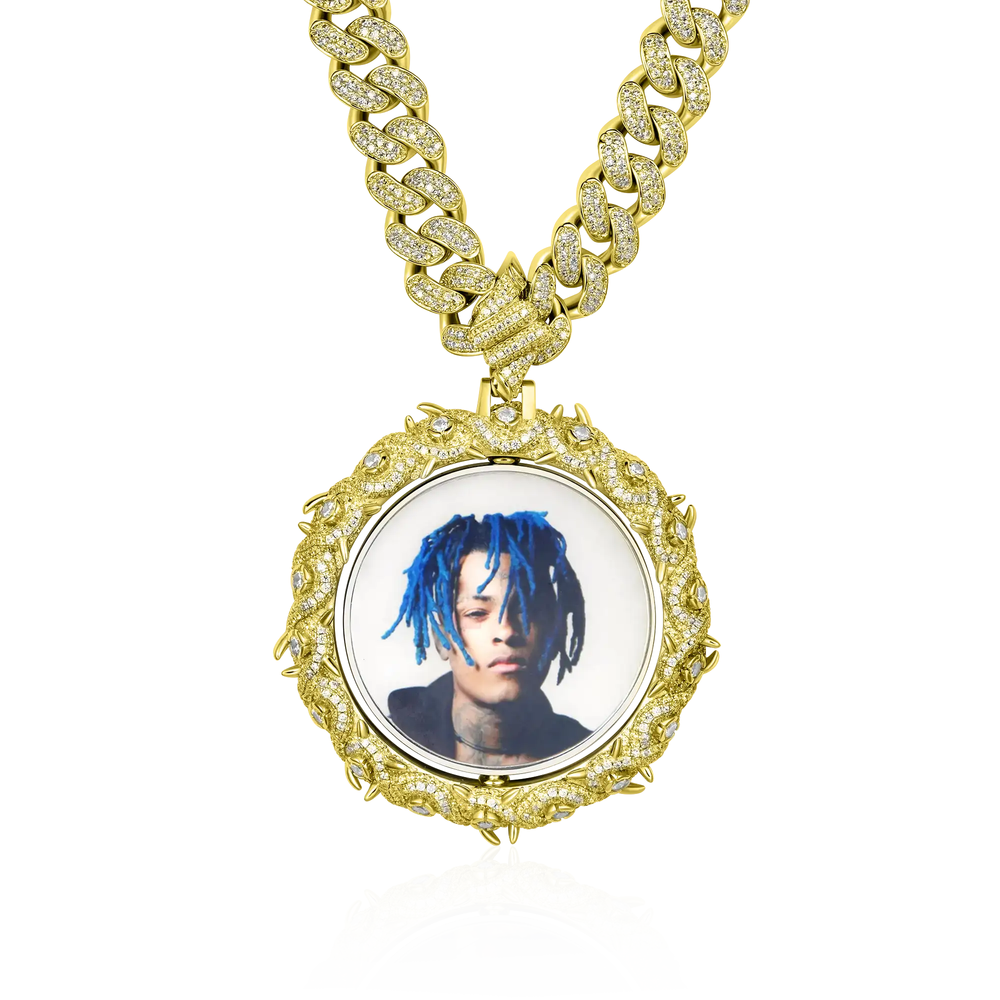 Custom Rotating Double Sided Moissanite Thorns Photo Pendant