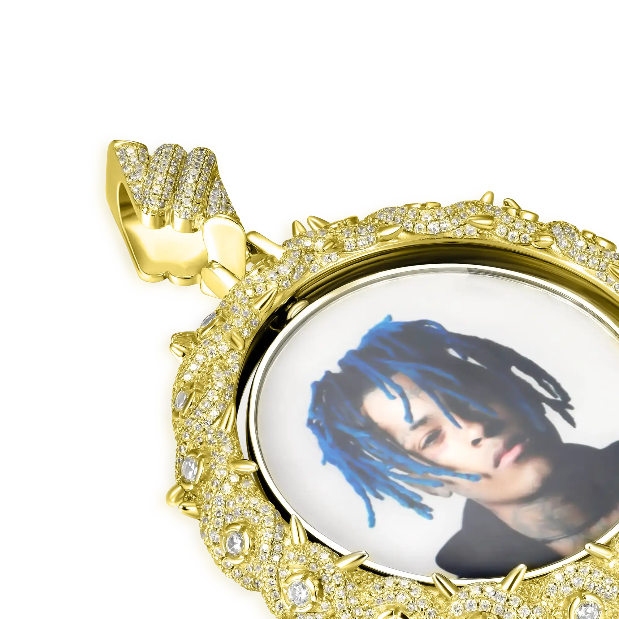 Custom Rotating Double Sided Moissanite Thorns Photo Pendant