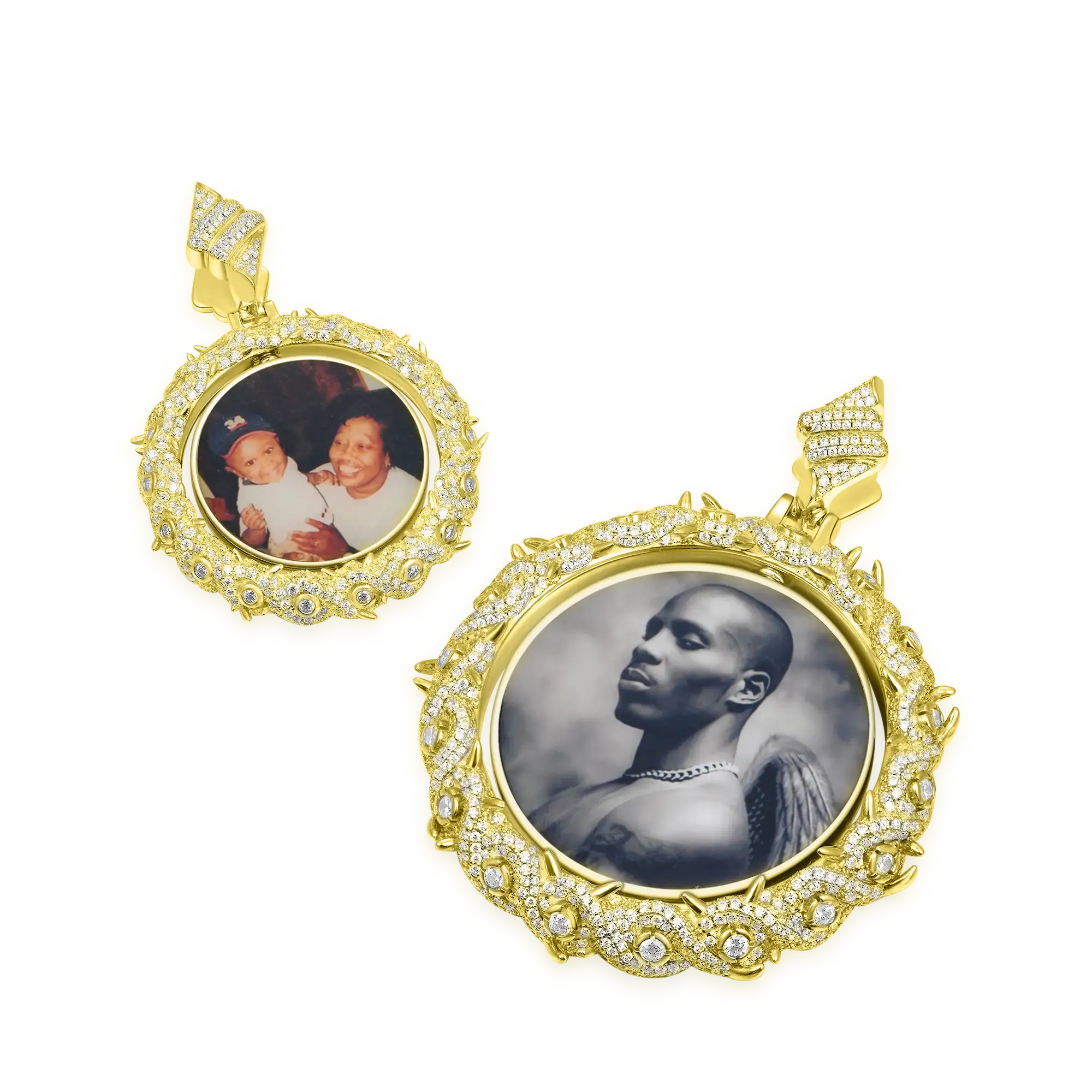 Custom Rotating Double Sided Moissanite Thorns Photo Pendant