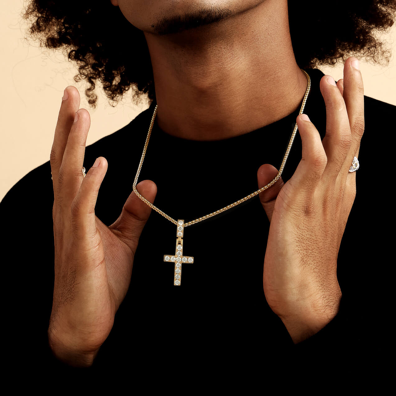 Solid Tennis Cross Pendant - Medium