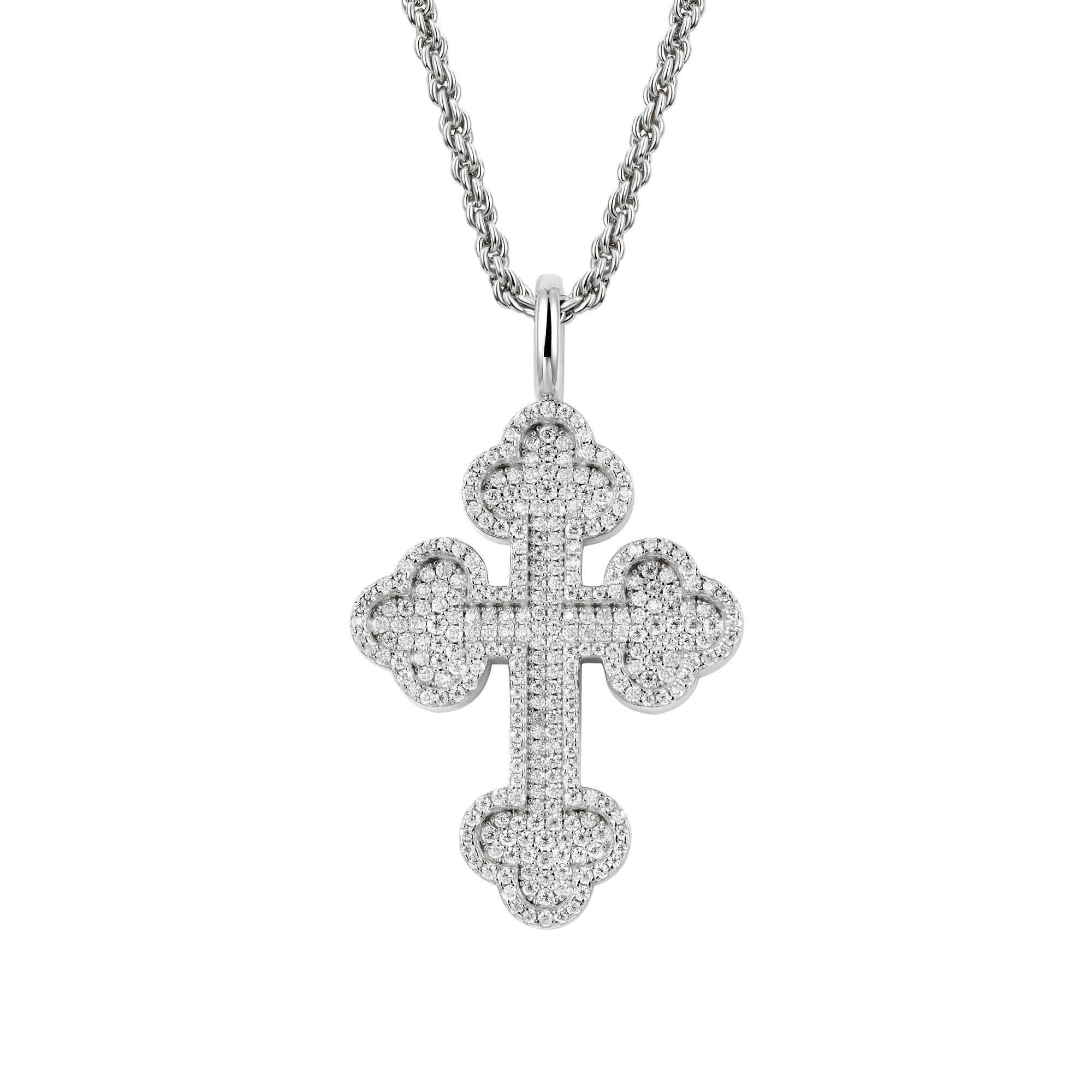 Moissanite Round Cut Bottoni Cross Pendant