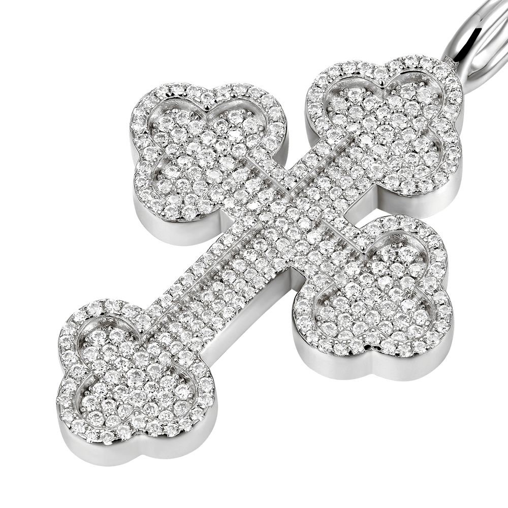 Moissanite Round Cut Bottoni Cross Pendant