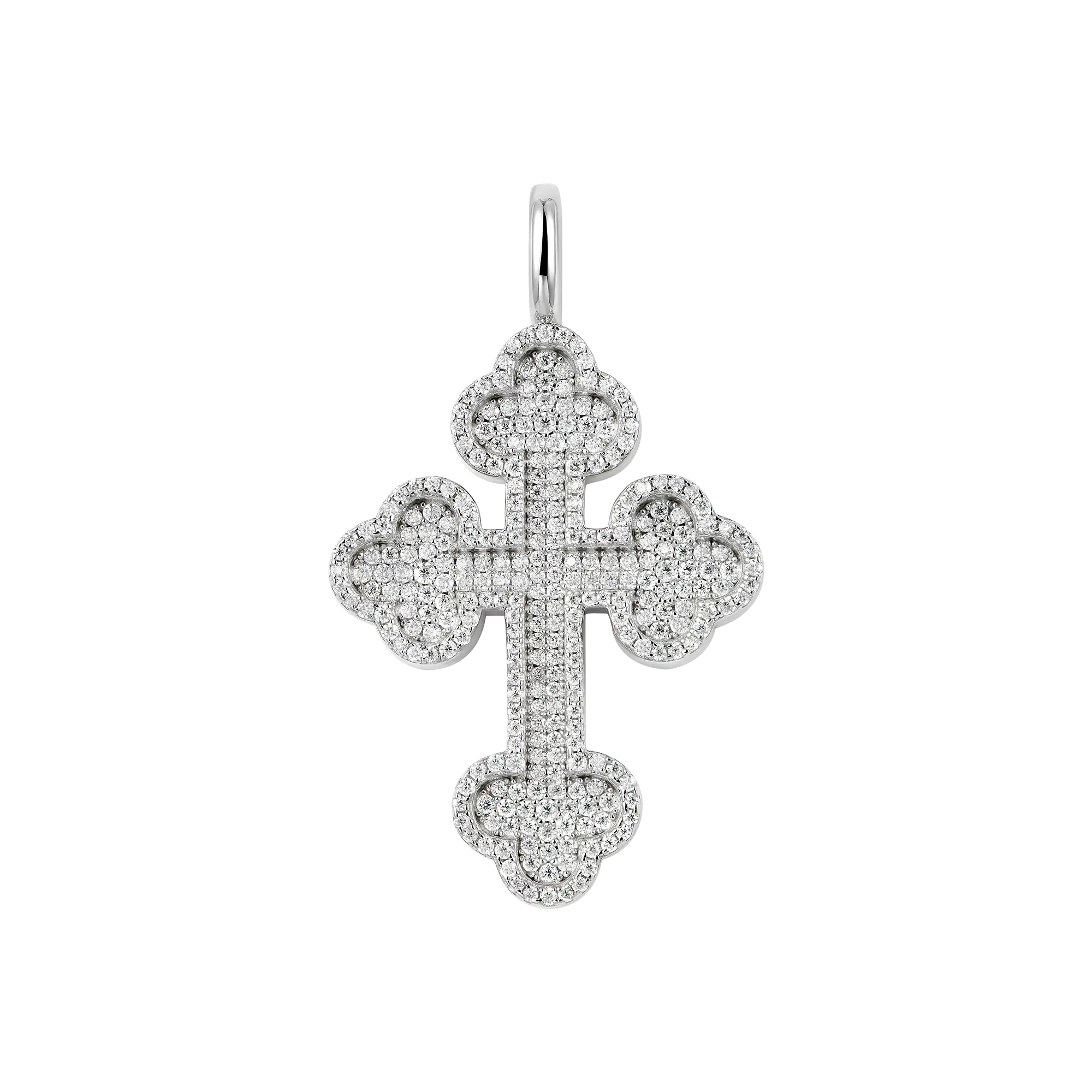 Moissanite Round Cut Bottoni Cross Pendant