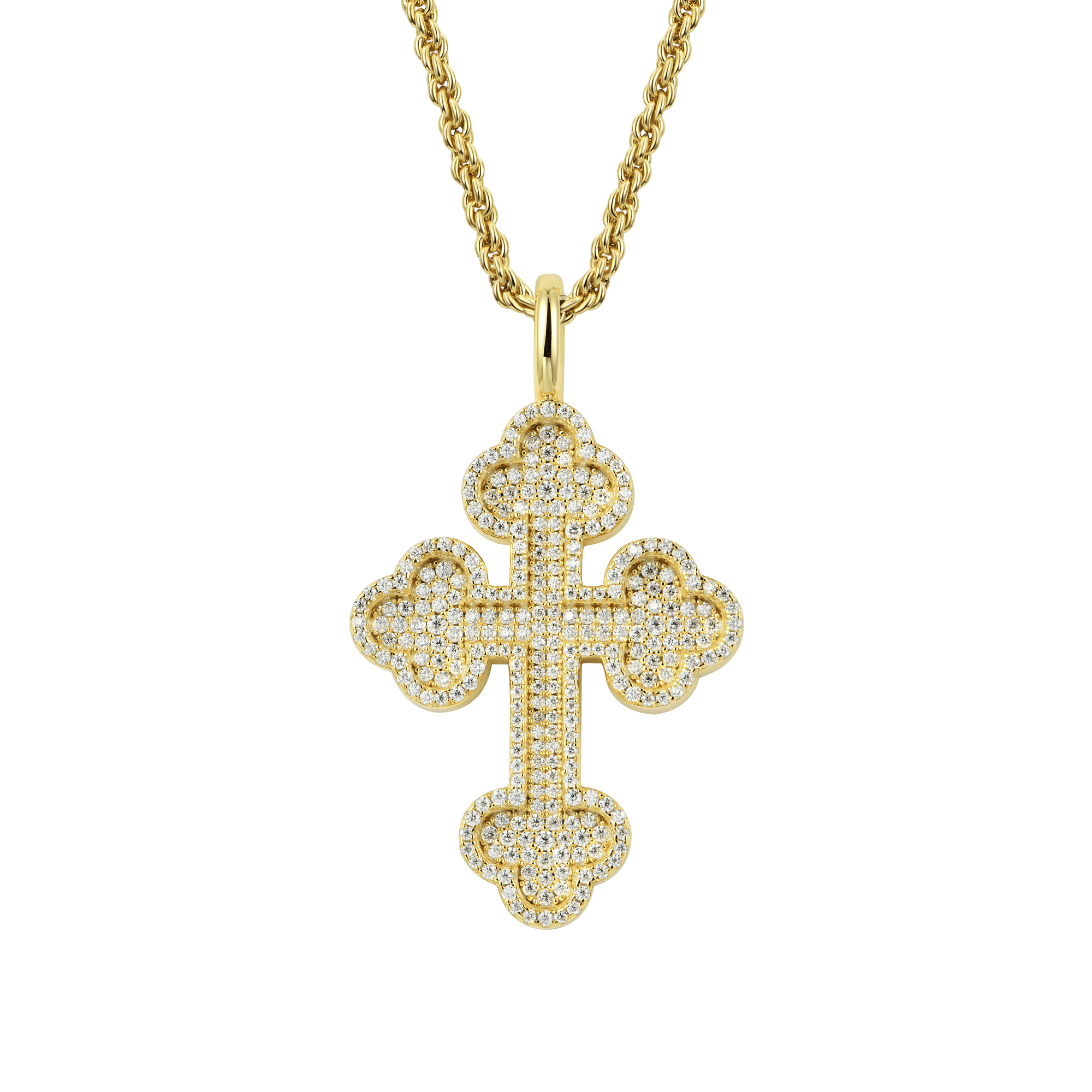 Moissanite Round Cut Bottoni Cross Pendant