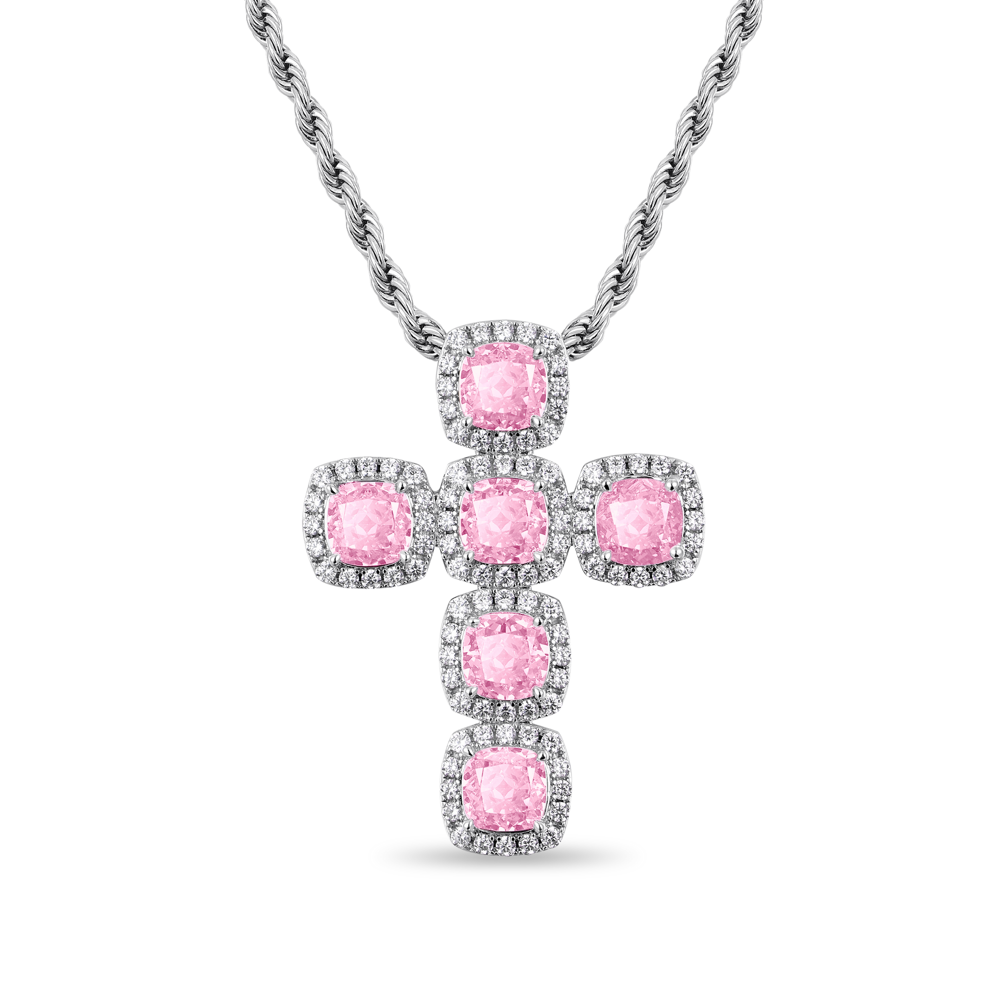 Ciondolo croce taglio radiante - Pink chiaro fantasia