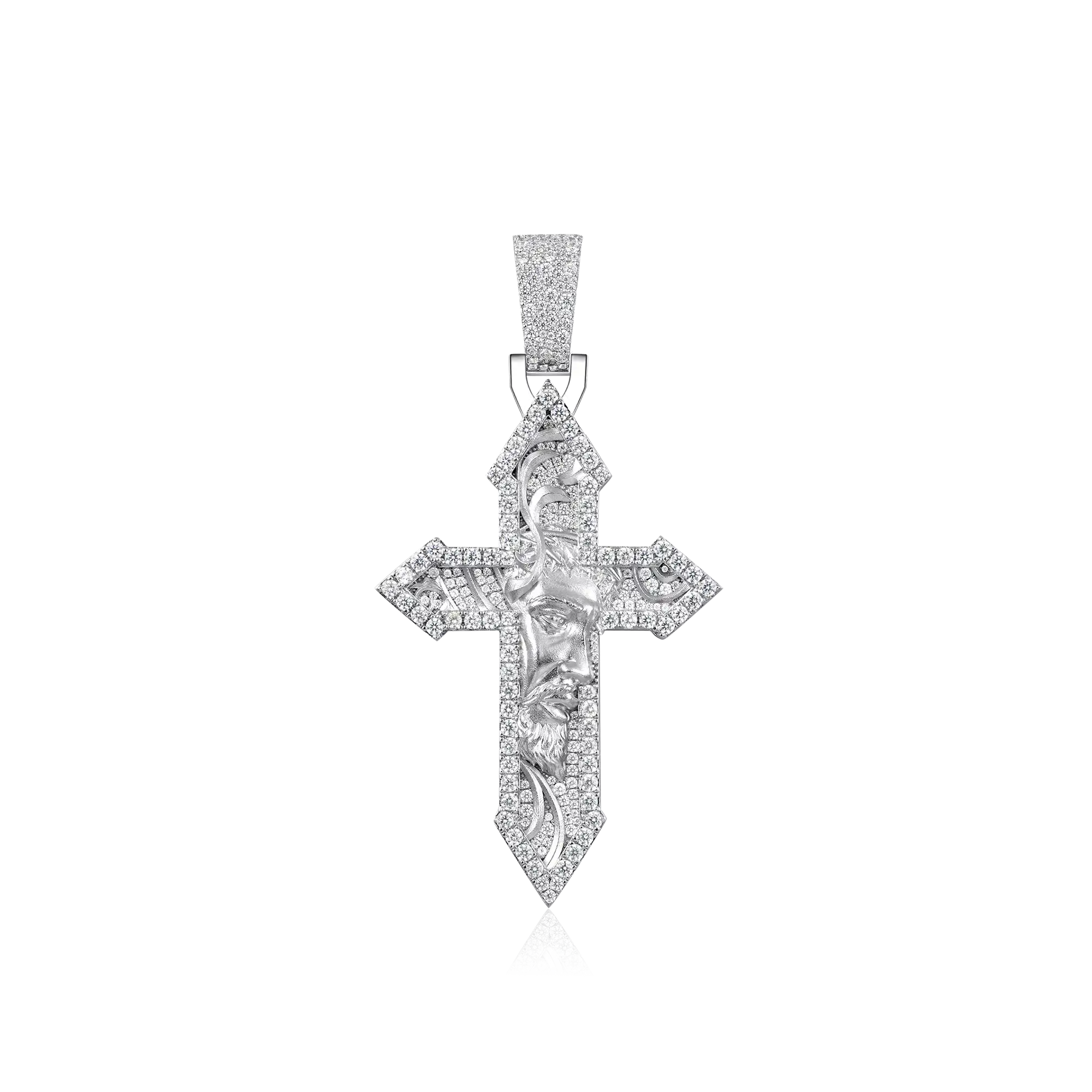 MOISSANITE Divino Divino Grabado Cross Cross - Medio
