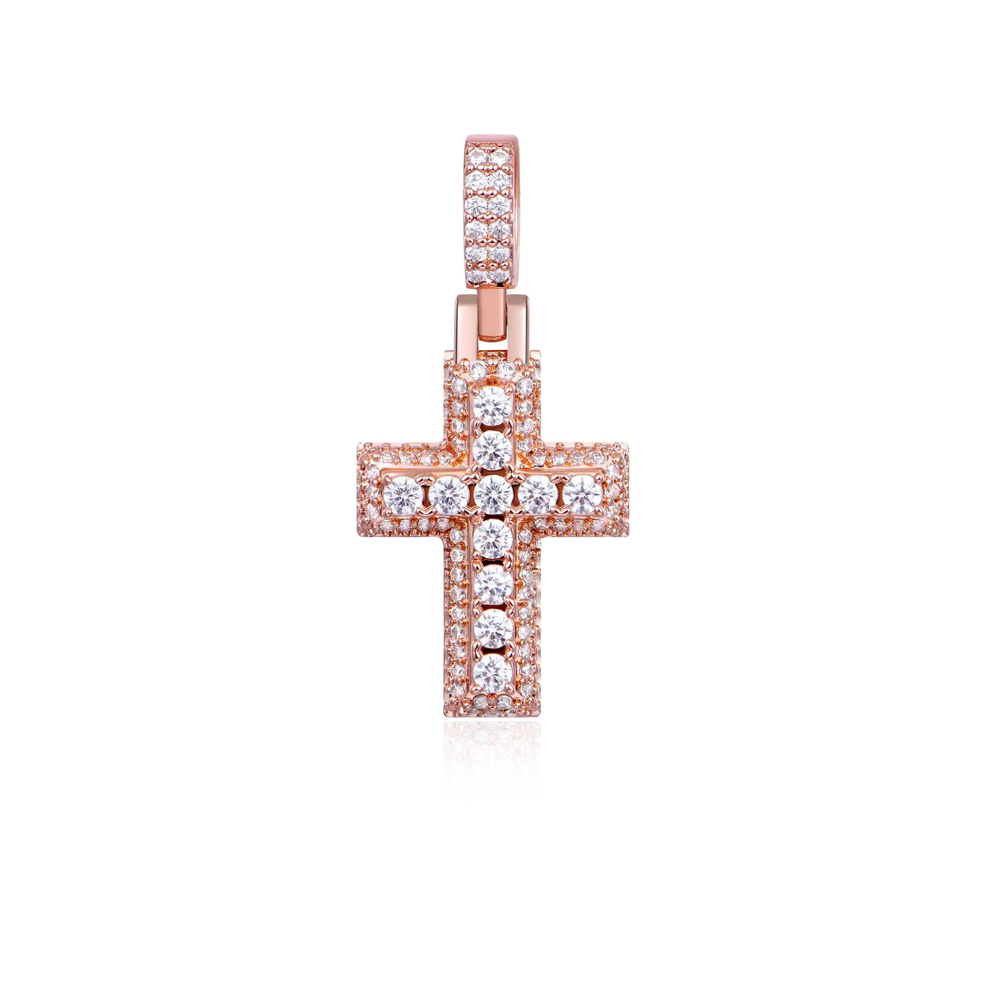 Moissanite Brilliance Layered Cross Pendant - Small