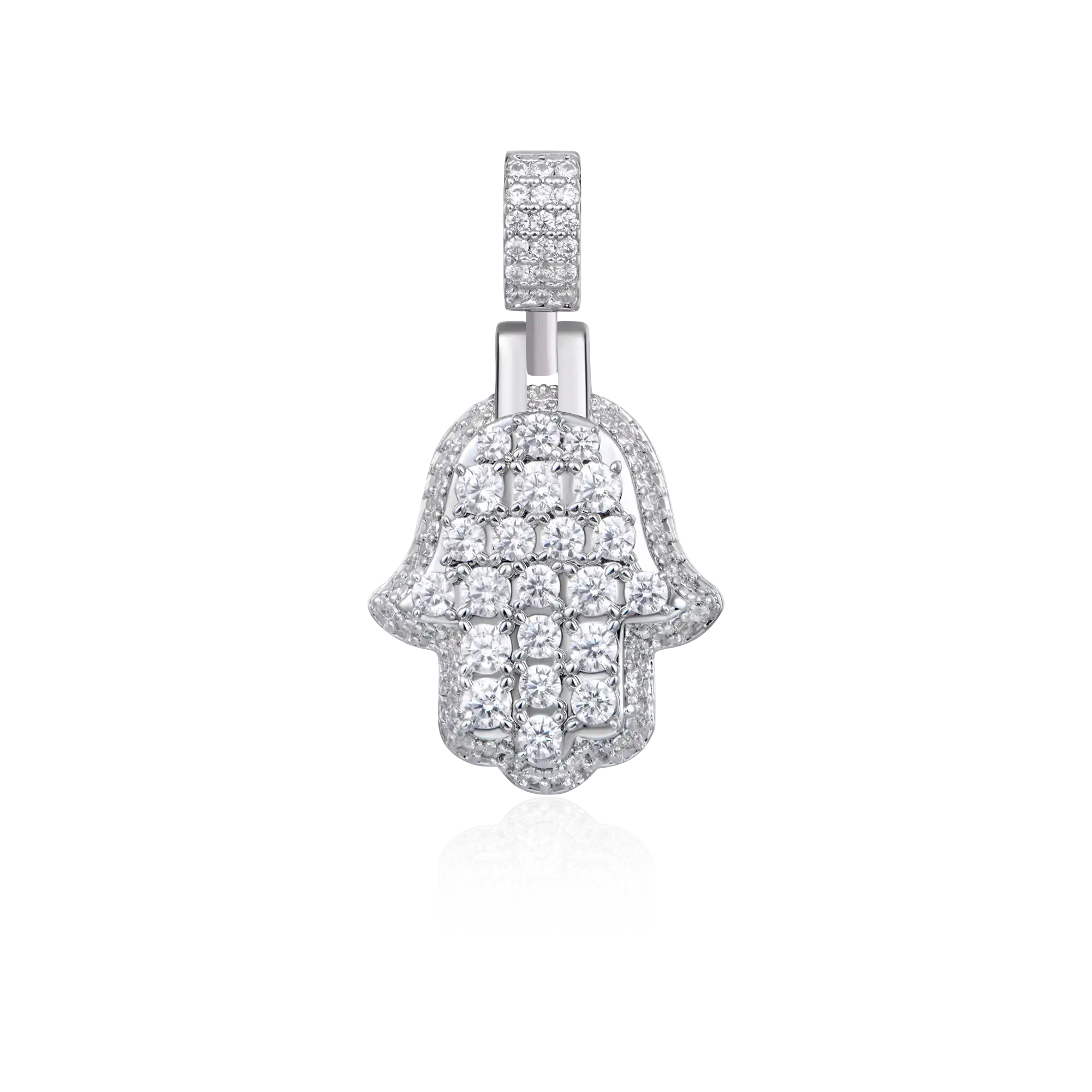Moissanite Brilliance Layered Hamsa Pendant - Small