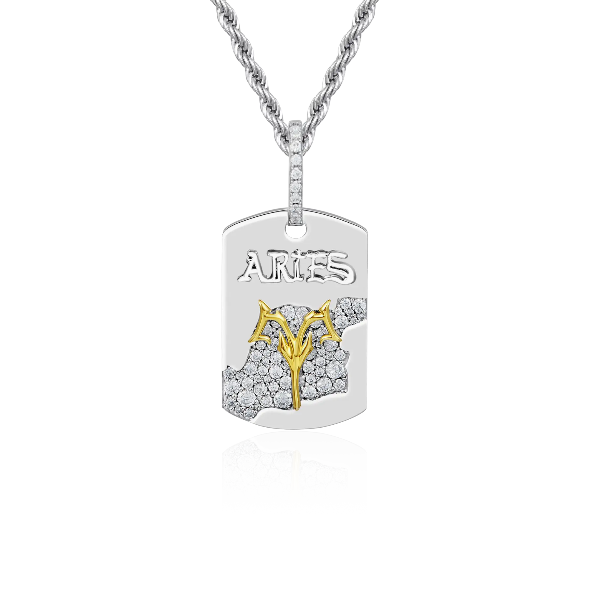 Moissanite Zodiac Dog Tag Pendant
