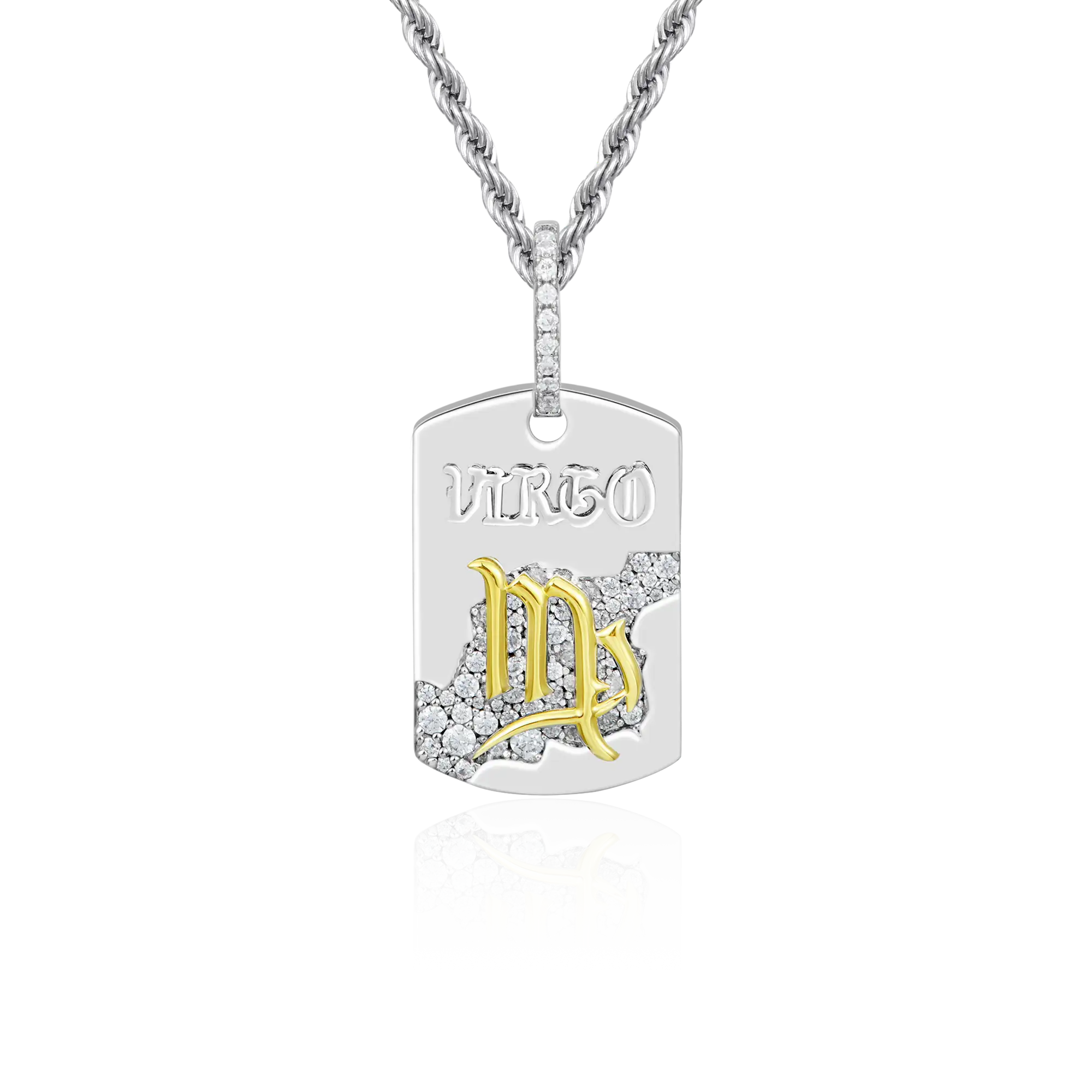 Moissanite Zodiac Dog Tag Pendant