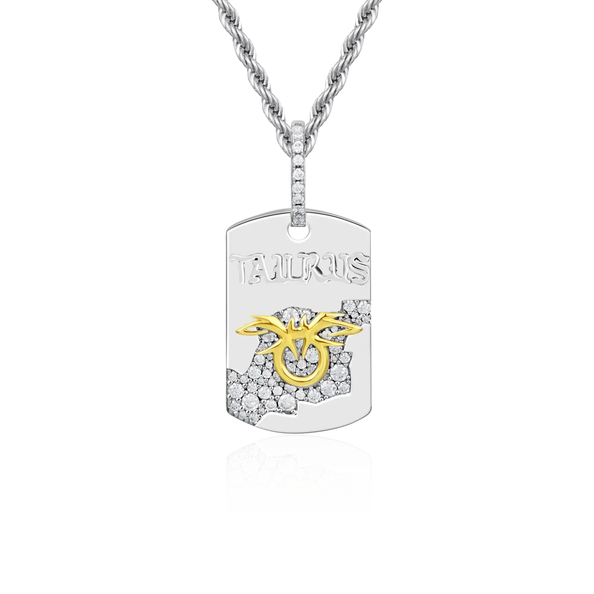 Moissanite Zodiac Dog Tag Pendant
