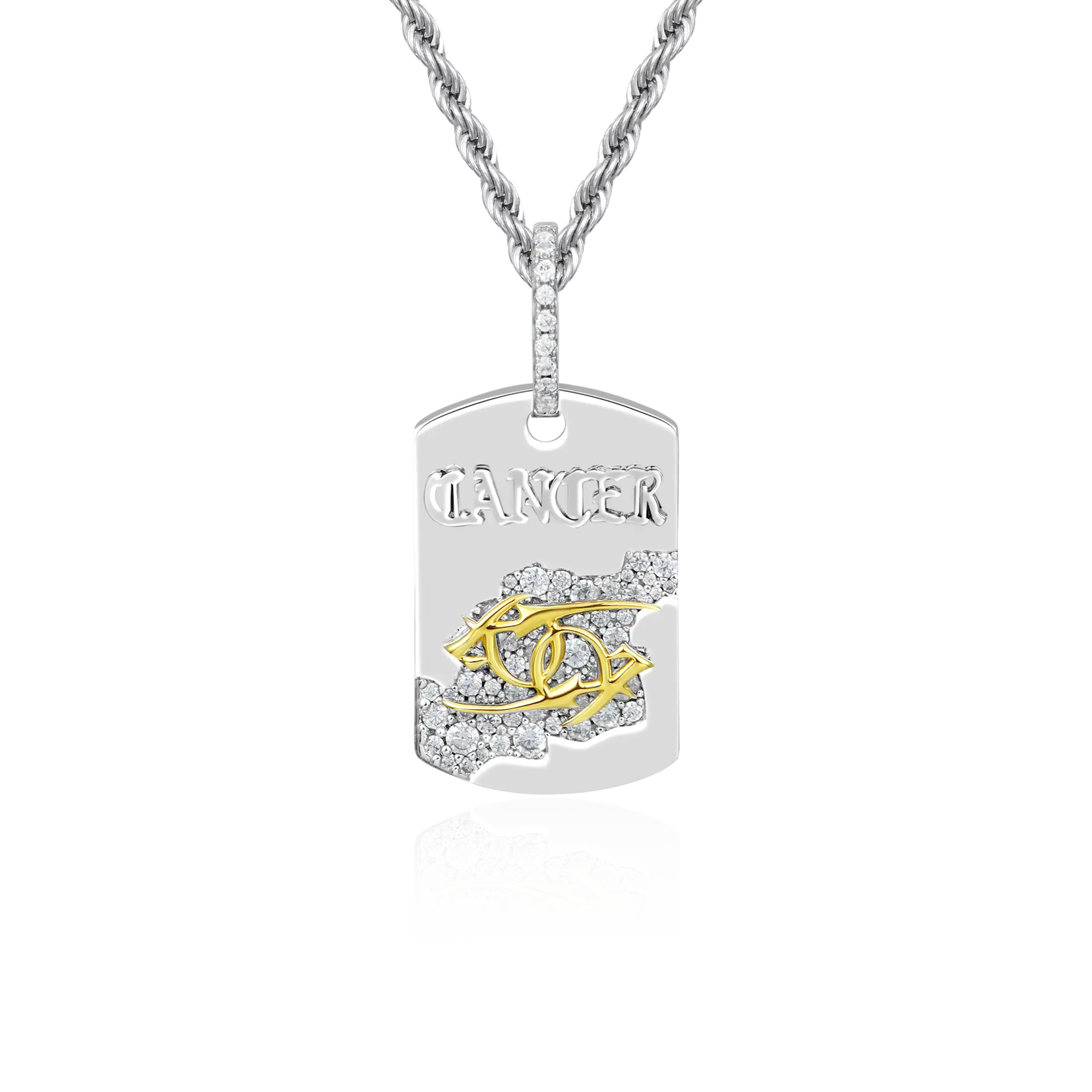 Moissanite Zodiac Dog Tag Pendant
