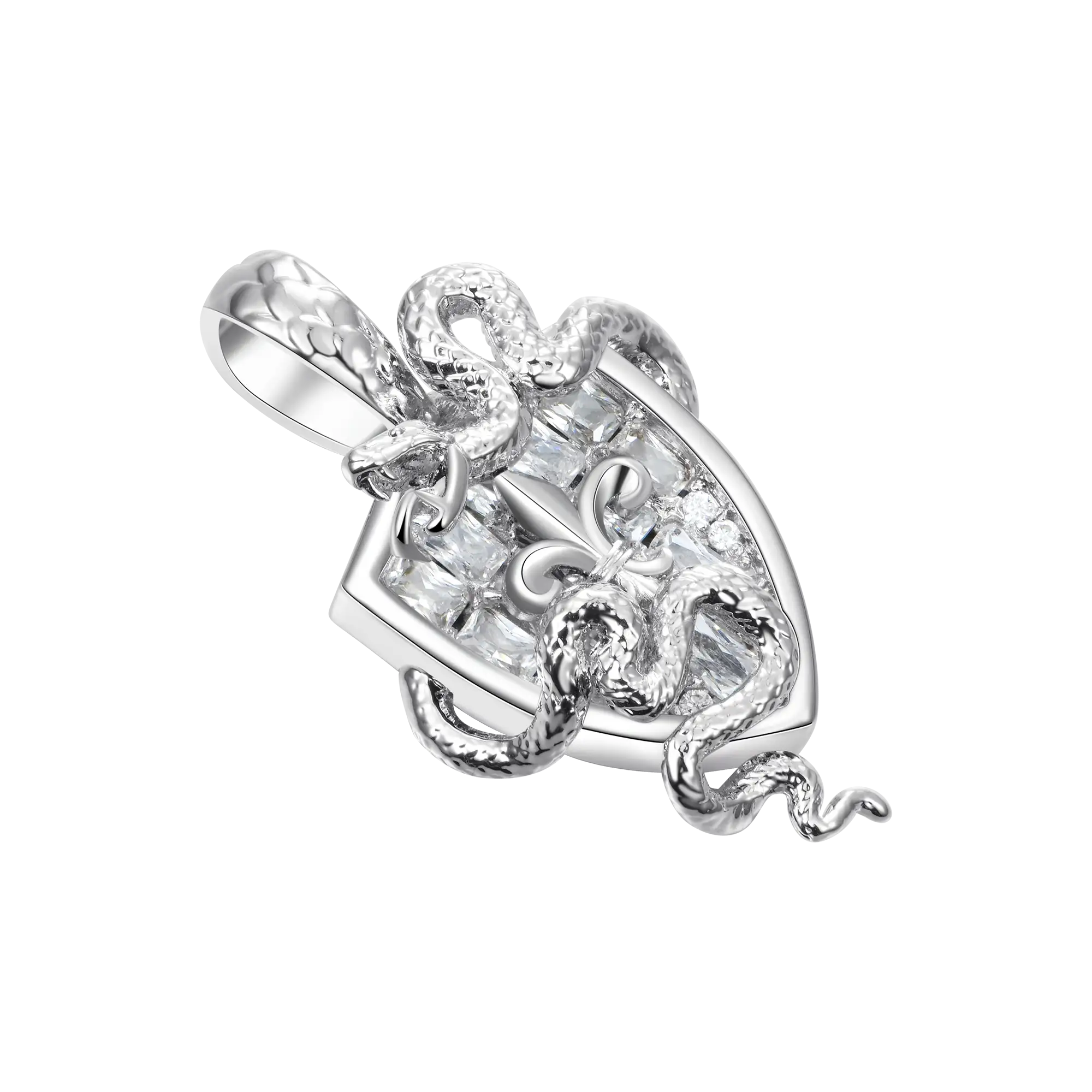 Moissanite Guardian Shield Snake Pendant - 25mm