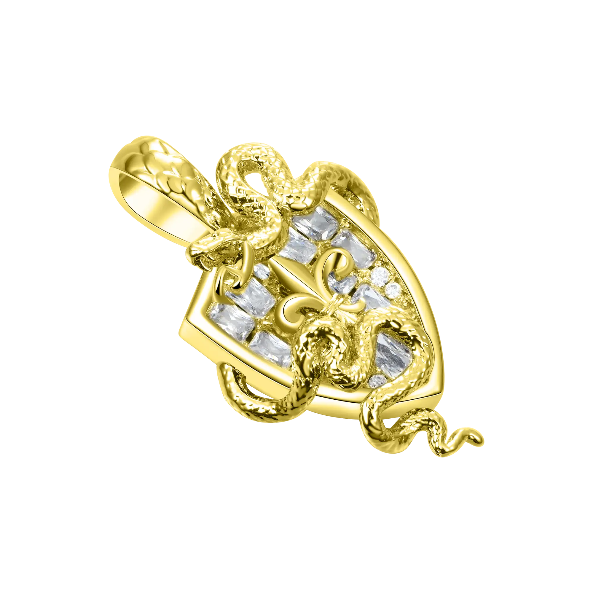 Moissanite Guardian Shield Snake Pendant - 25mm