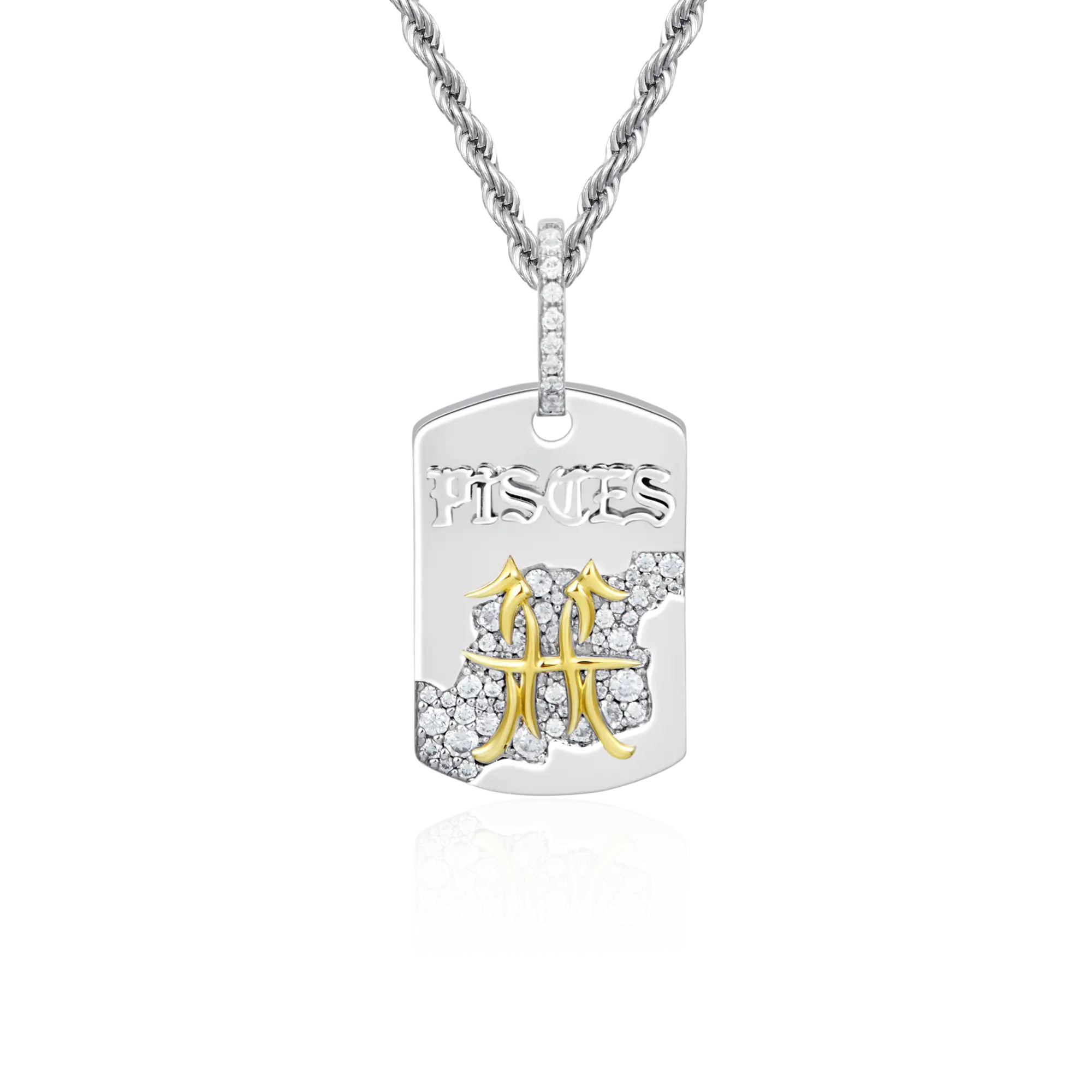Moissanite Zodiac Dog Tag Pendant