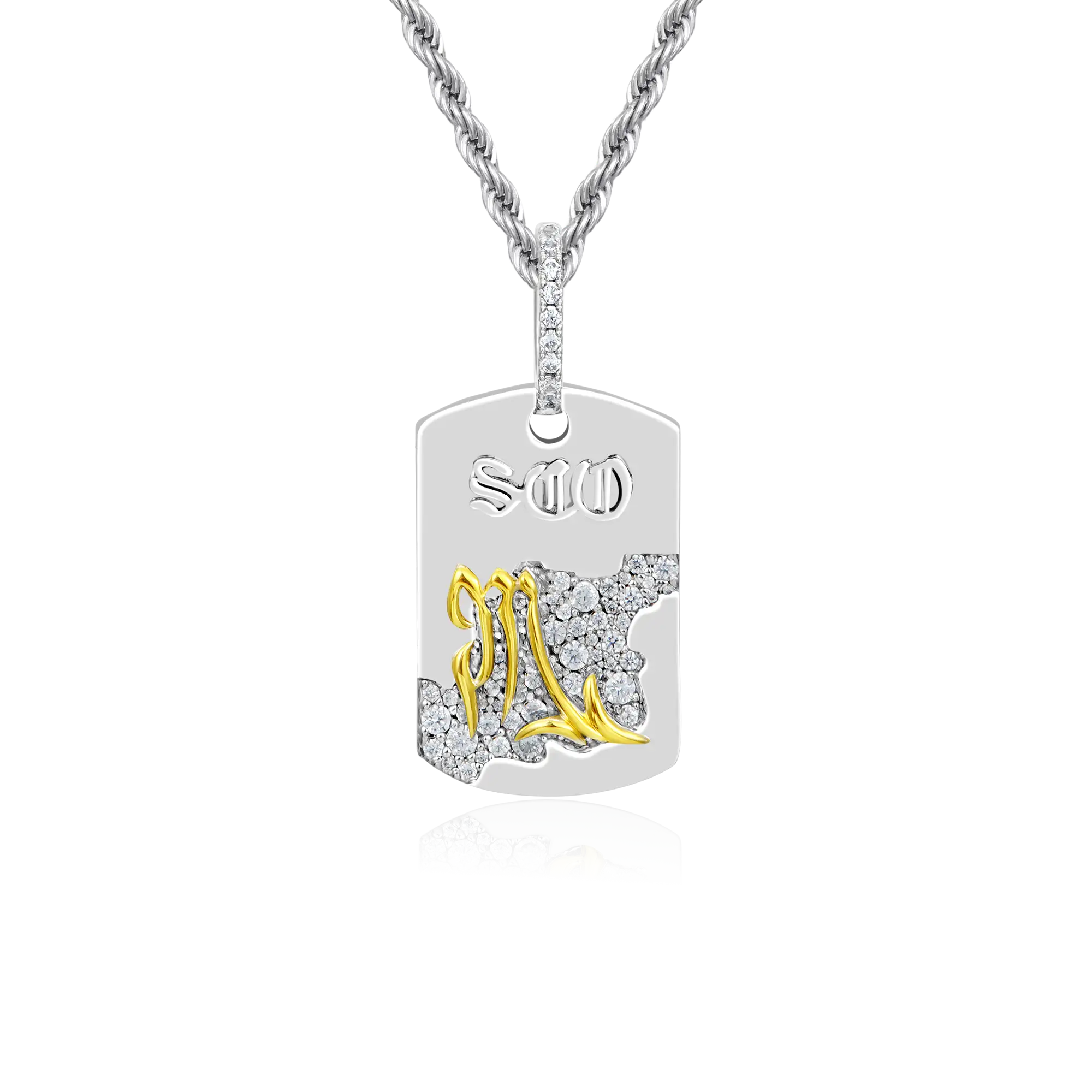Moissanite Zodiac Dog Tag Pendant