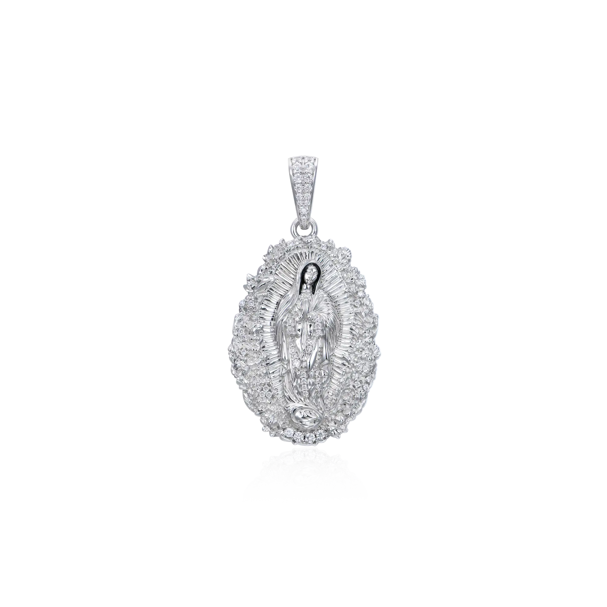 Moissanite Saint Mary Floral Grace Pendant
