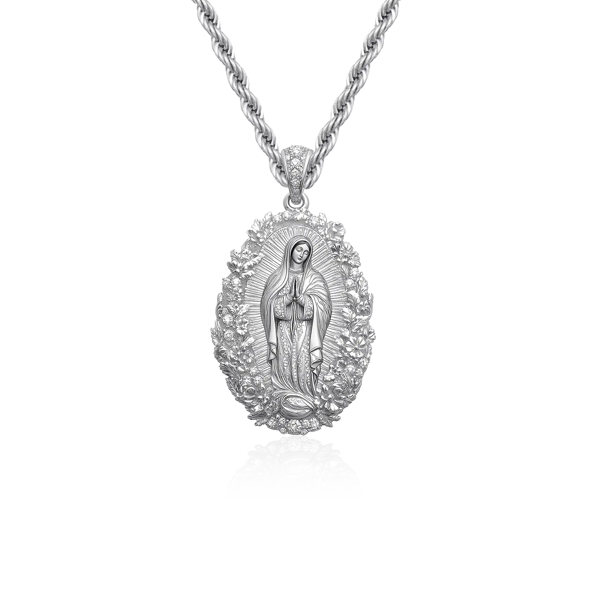 Colgante Moissanite Saint Mary Floral Grace