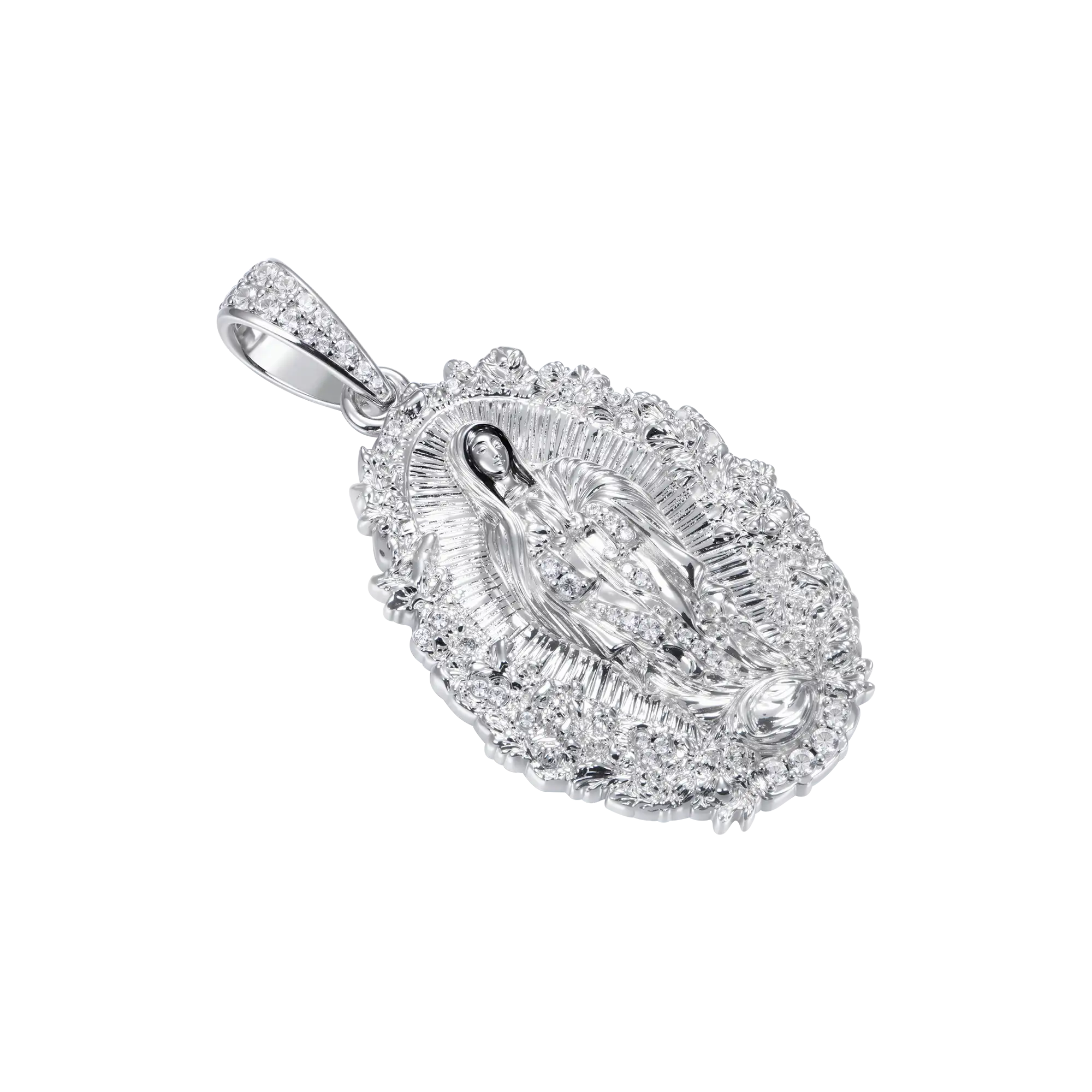 Moissanite Saint Mary Floral Grace Pendant