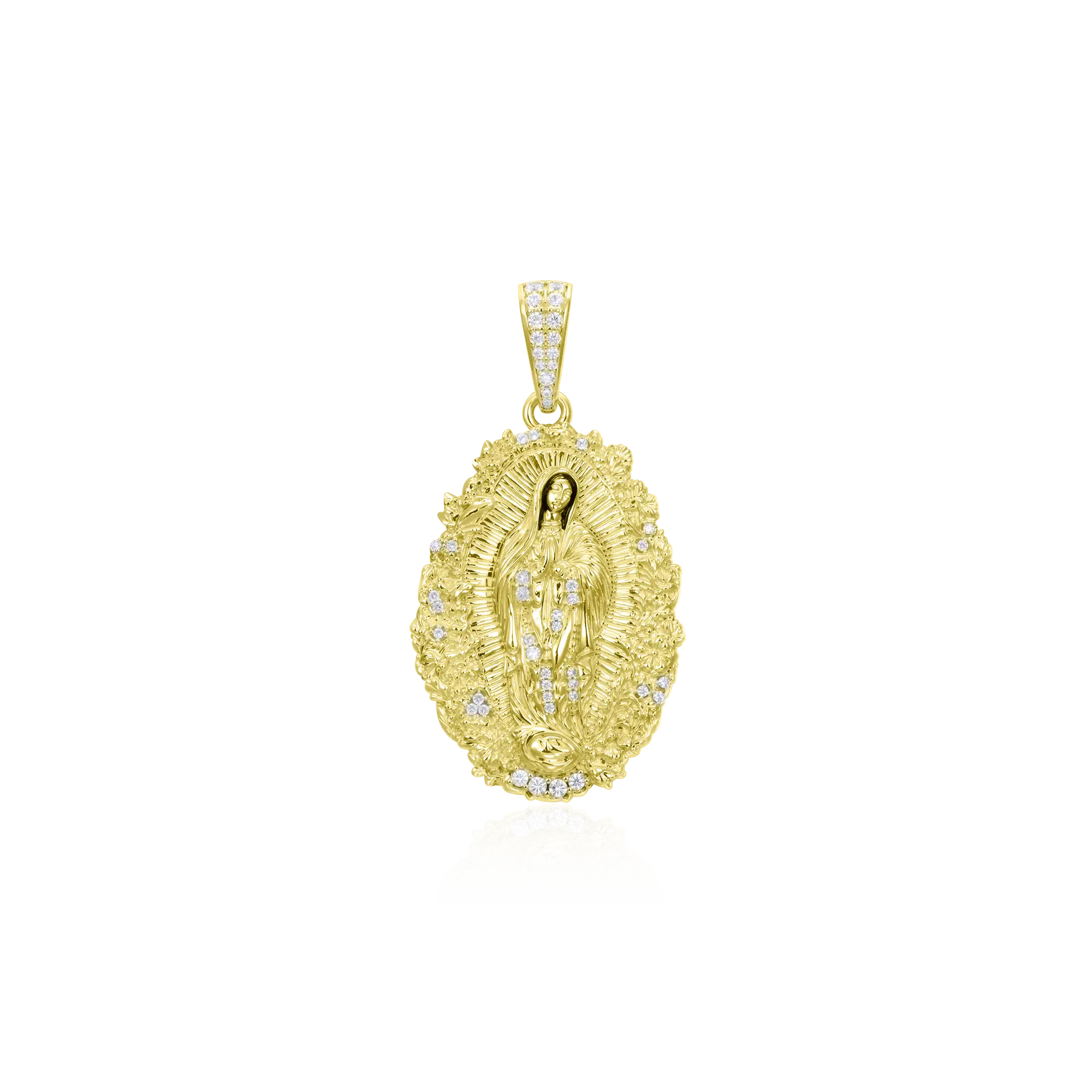 Moissanite Saint Mary Floral Grace Pendant