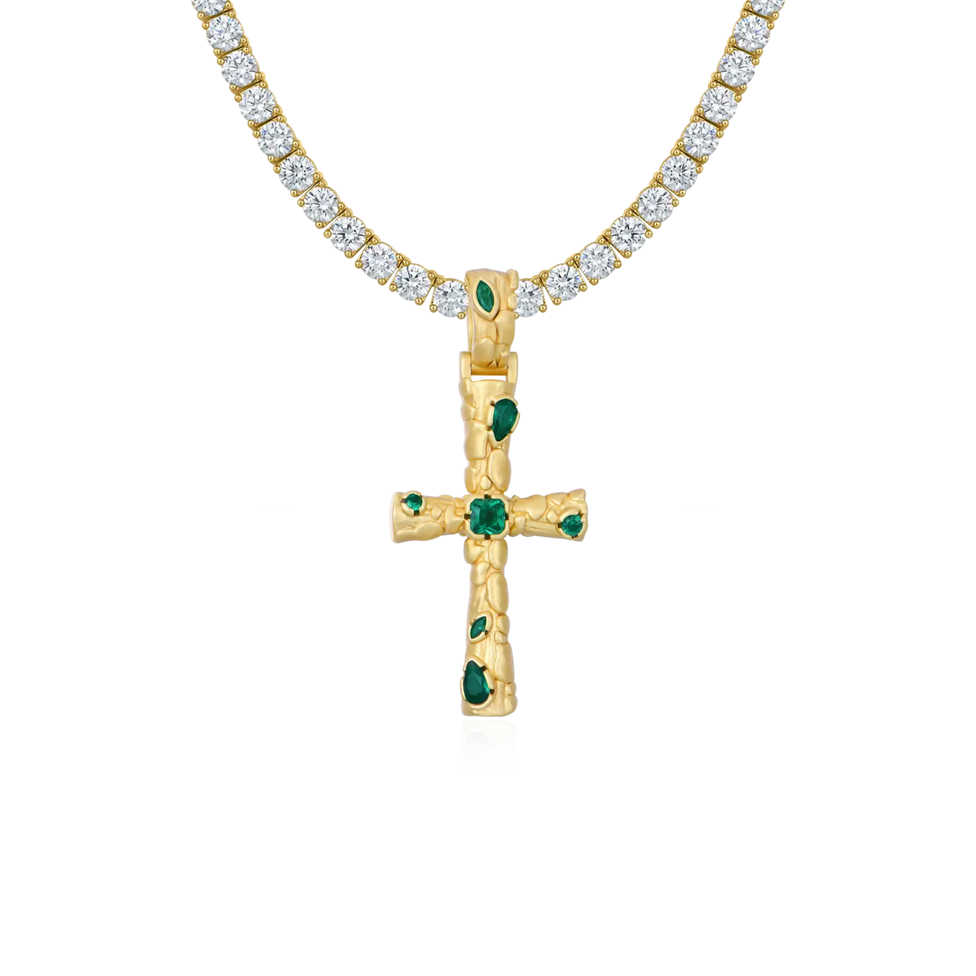 Stone-textured Cross Pendant
