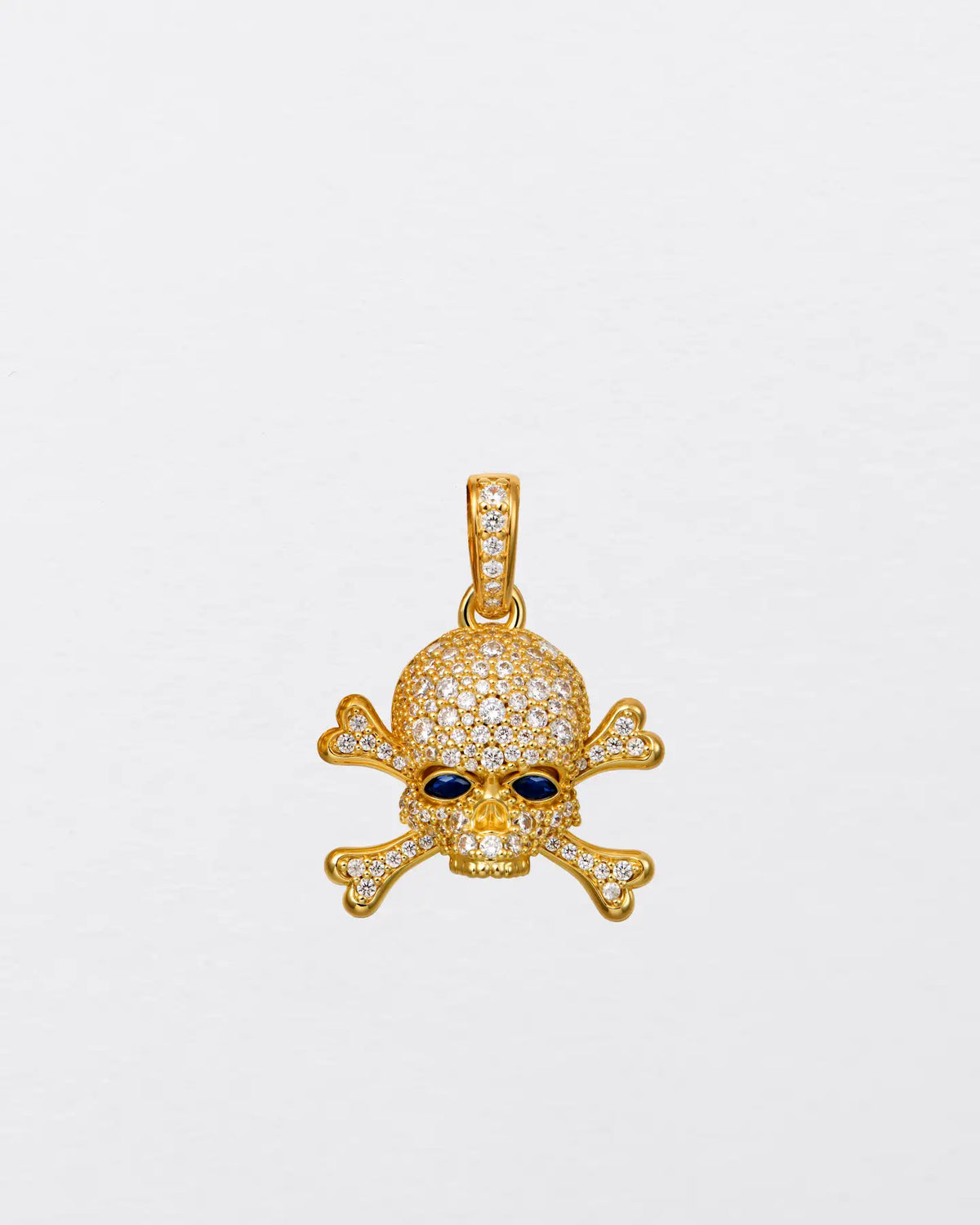 22K Blue-Eyed Skull Pendant