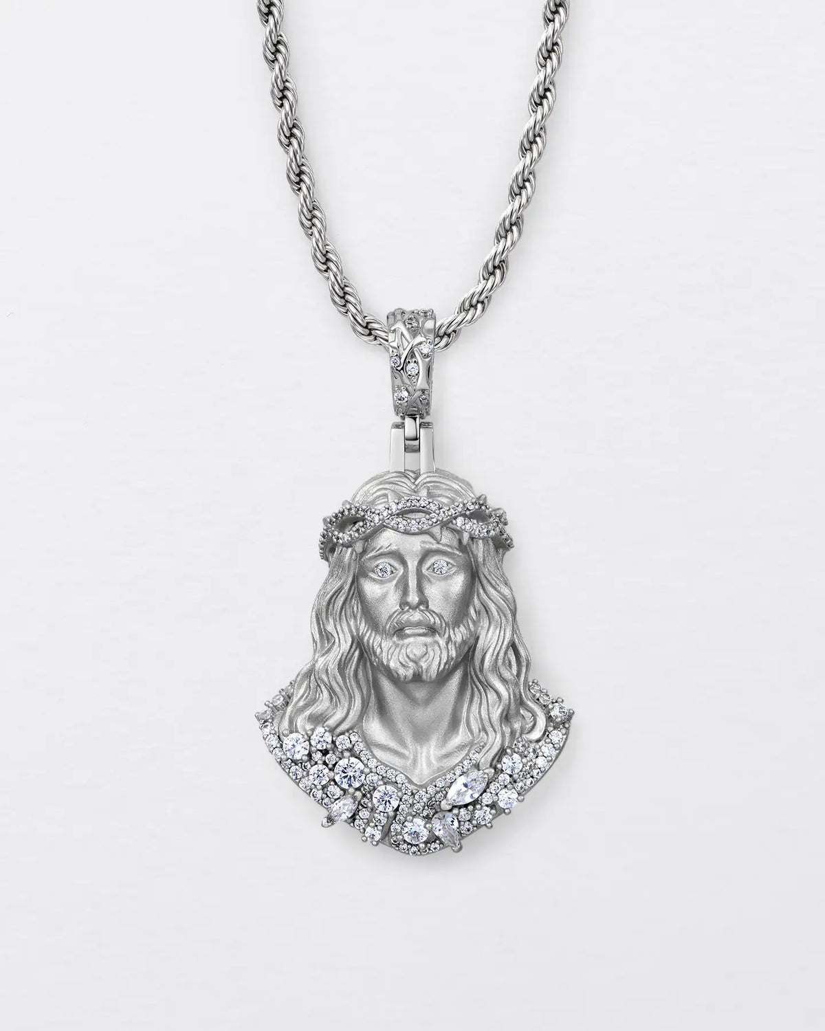 Fancy-Cut Sculptural Jesus Pendant