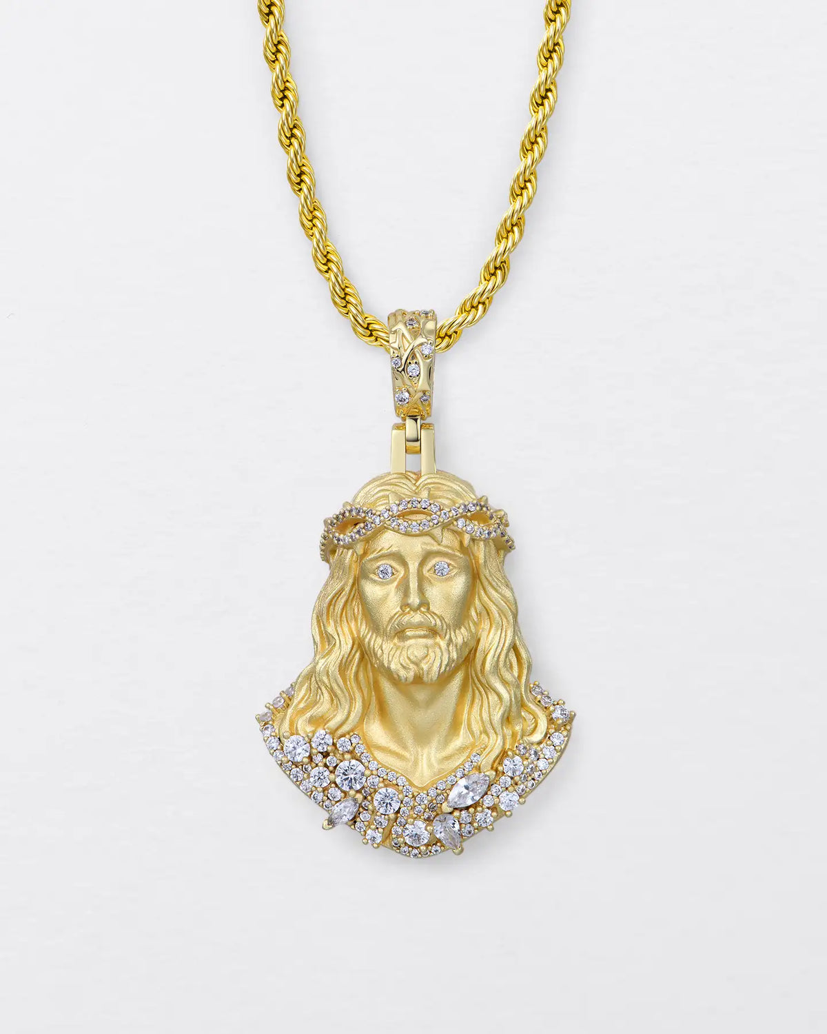 Fancy-Cut Sculptural Jesus Pendant