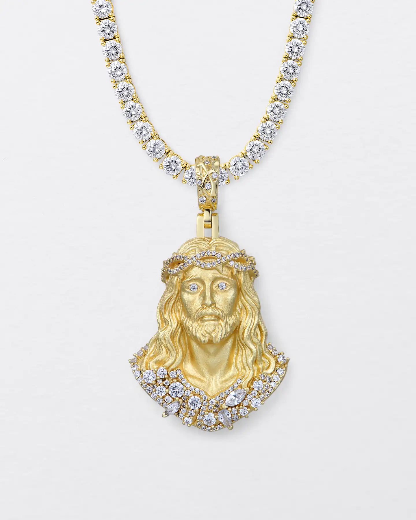 Fancy-Cut Sculptural Jesus Pendant