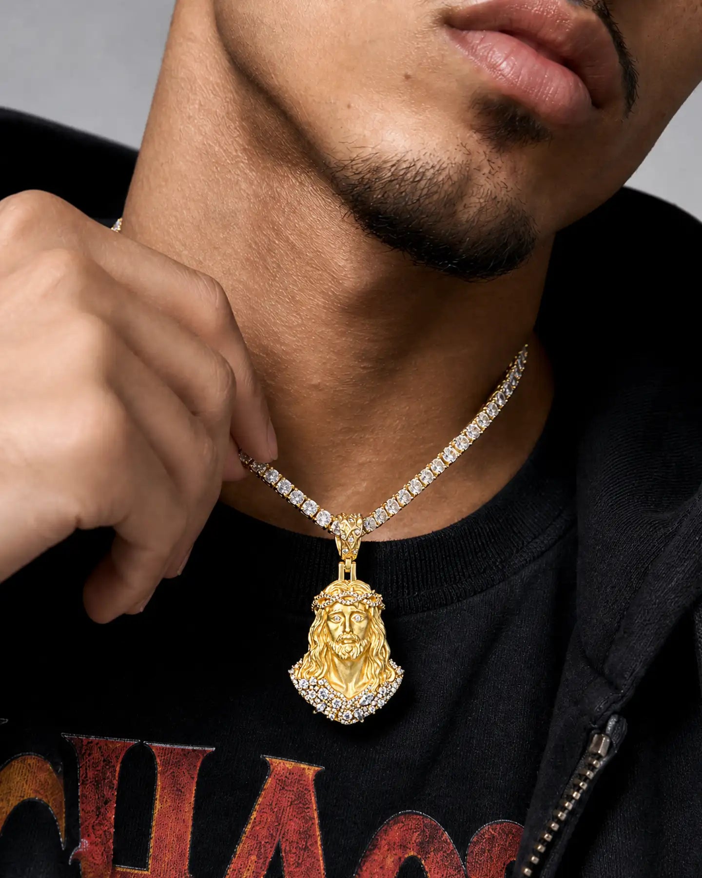 Fancy-Cut Sculptural Jesus Pendant