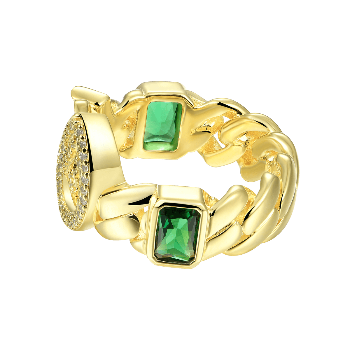 APORRO X GG Emerald Cuban Ring flashsale