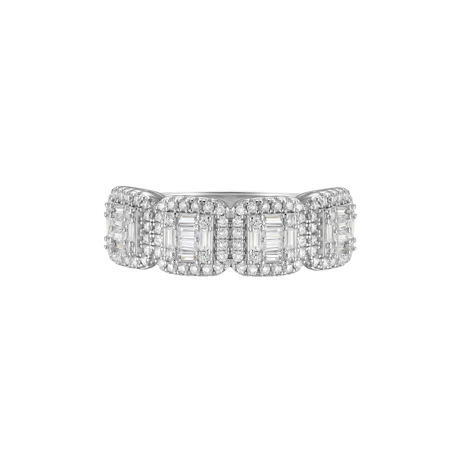 Anillo de tri -halo de moissanite - 7 mm