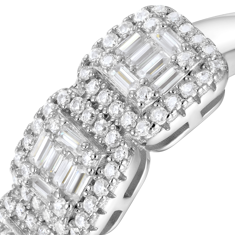 Anillo de tri -halo de moissanite - 7 mm