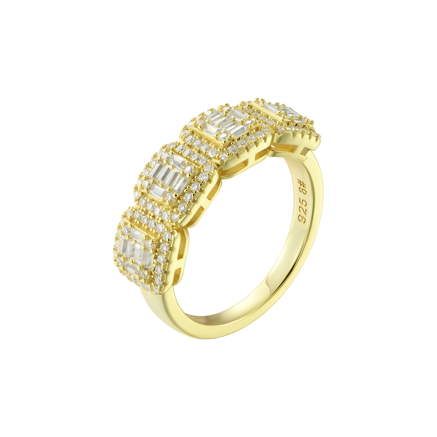 Anillo de tri -halo de moissanite - 7 mm