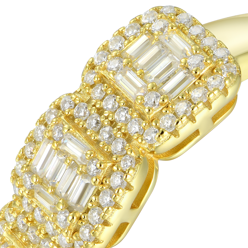 Anillo de tri -halo de moissanite - 7 mm