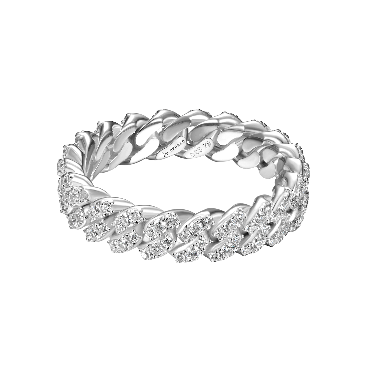 Moissanite One Row Cuban Link Ring - 5mm
