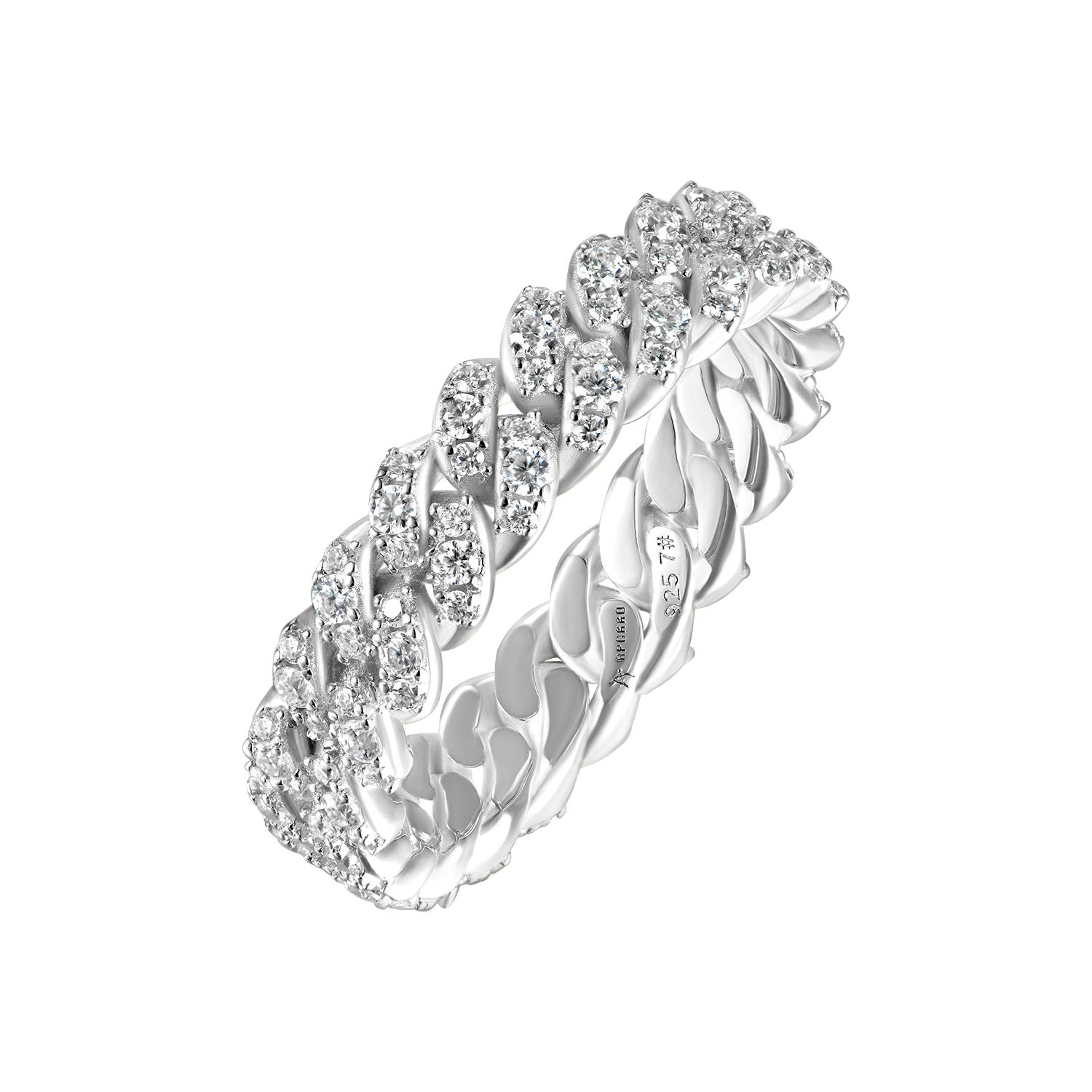 Moissanite One Row Cuban Link Ring - 5mm
