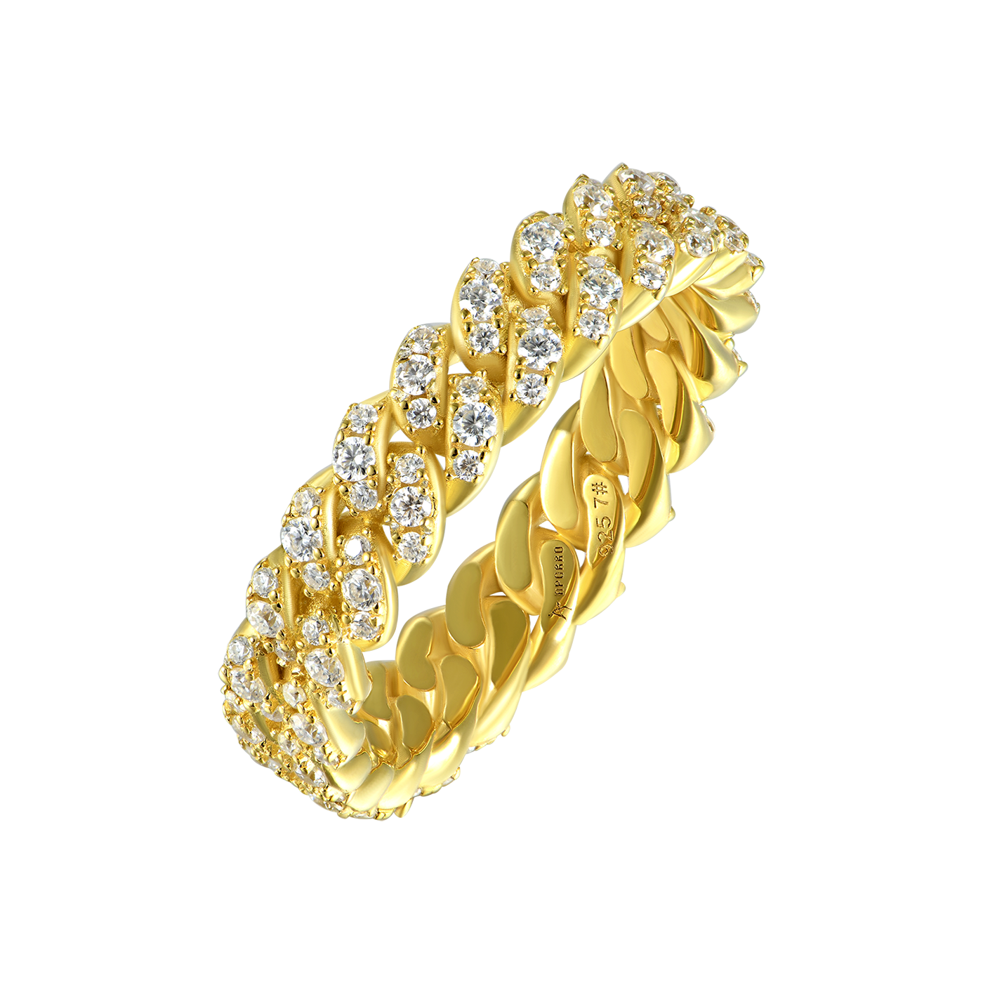 Moissanite One Row Cuban Link Ring - 5mm