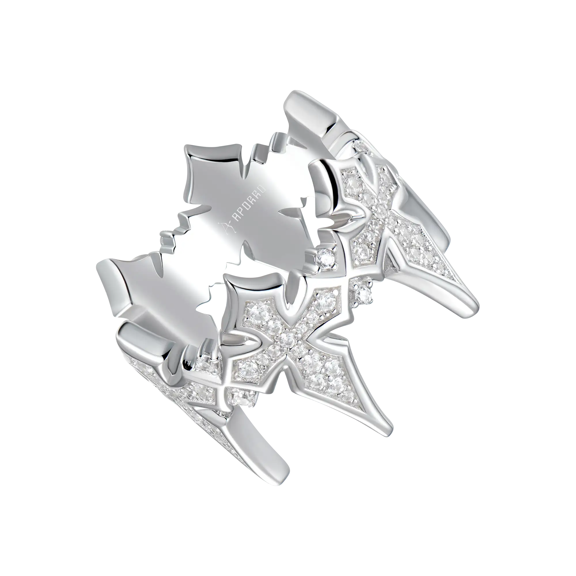 Anello trasversale incoronato moissanite