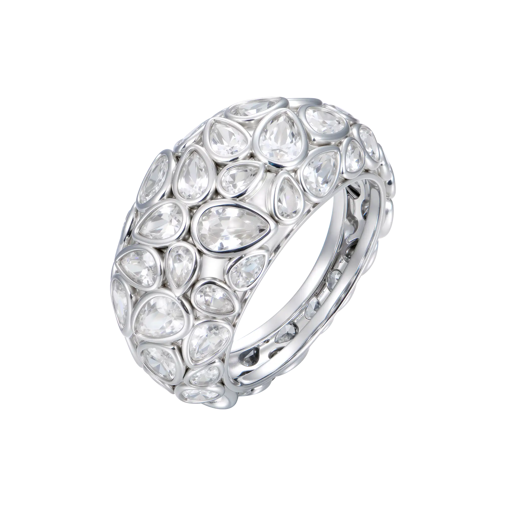 Brilliance lágrima de lágrima anillo pavé