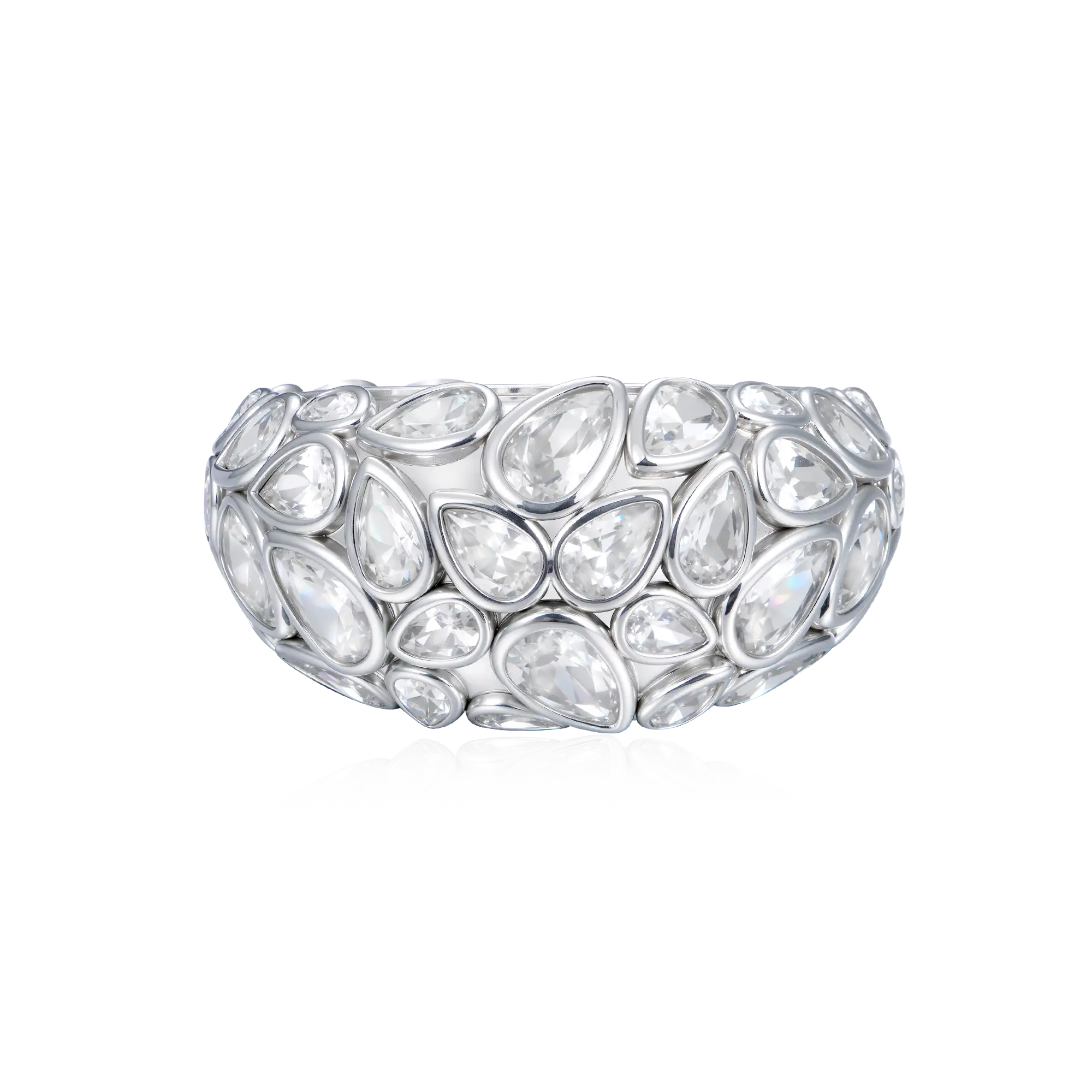 Brilliance lágrima de lágrima anillo pavé