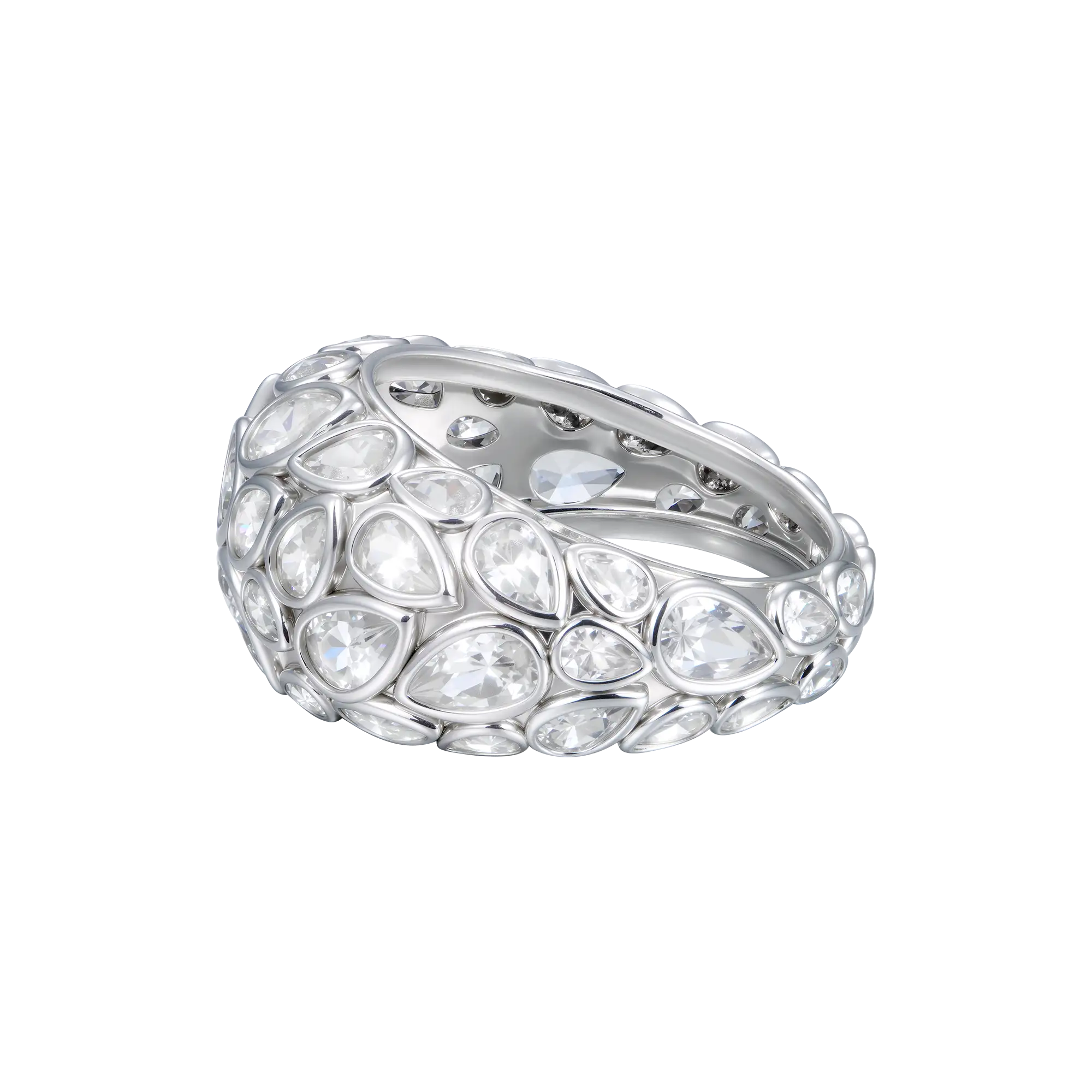 Brilliance lágrima de lágrima anillo pavé