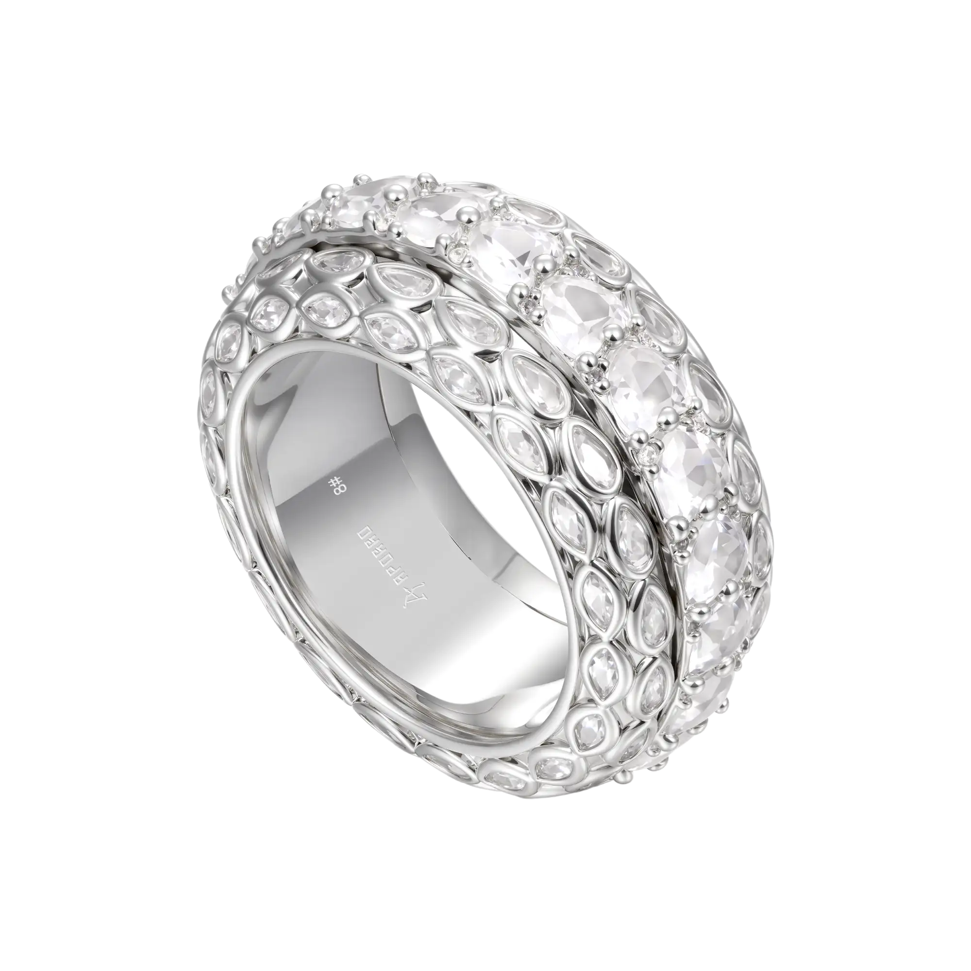 Anillo con banda de mosaico de movimiento eterno