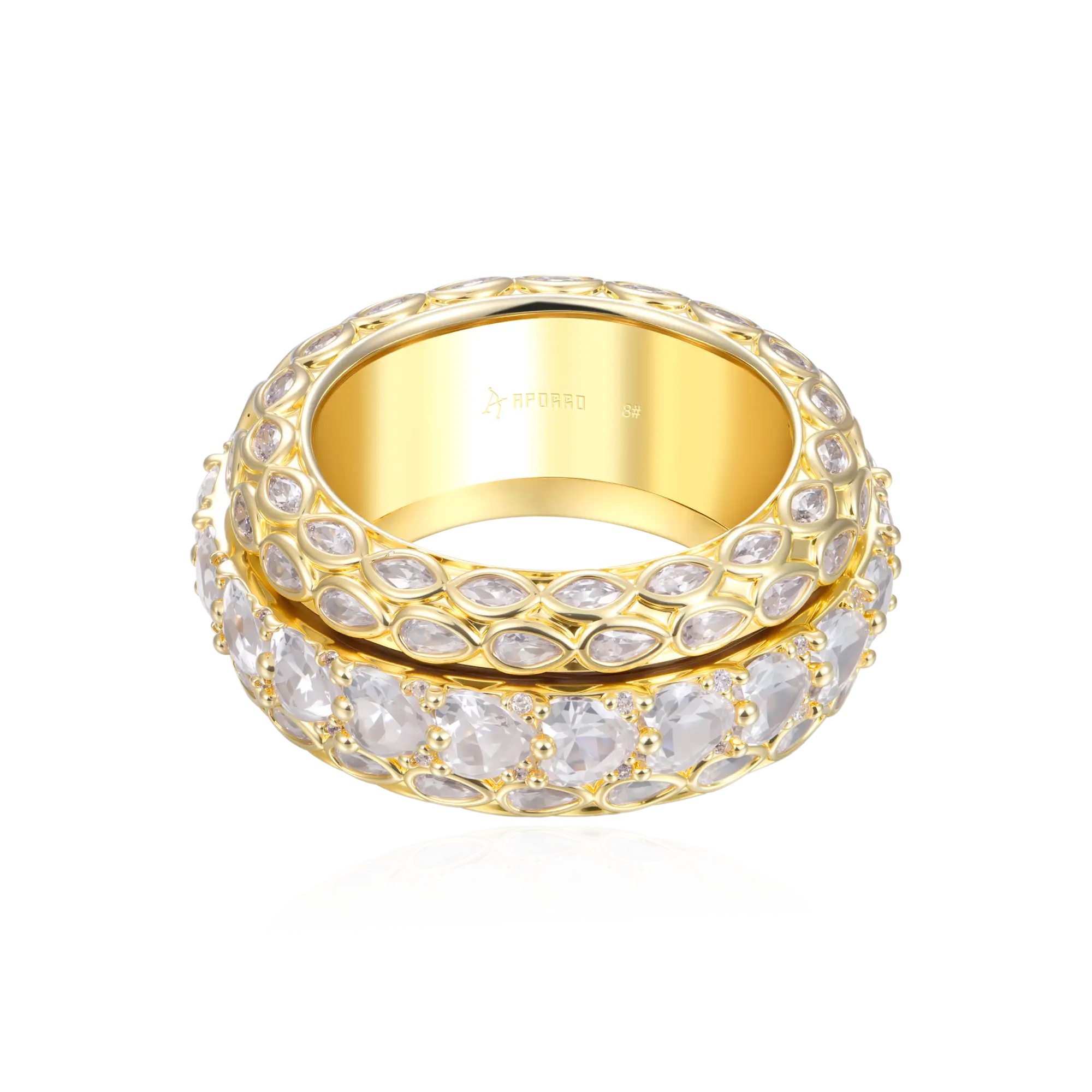Anillo con banda de mosaico de movimiento eterno